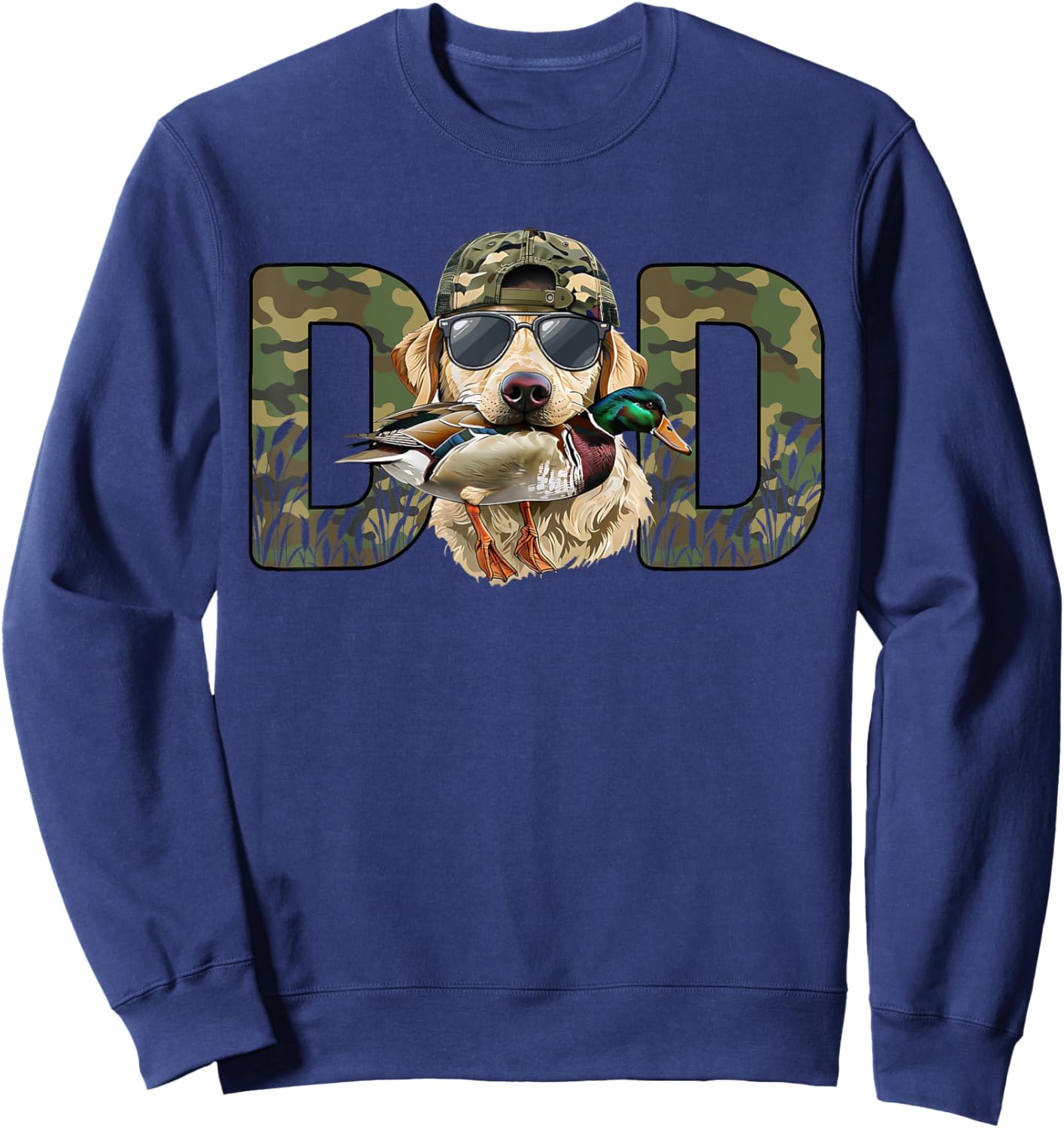 Golden Retriever Hunter Dad Camo Hunting Fathers Day Sweatshirt - Sweatshirt | Navy