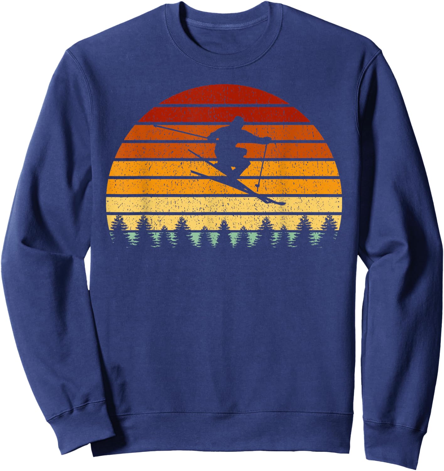 Vintage Sunset Skiing Gift Skiers Sweatshirt - Sweatshirt | Navy