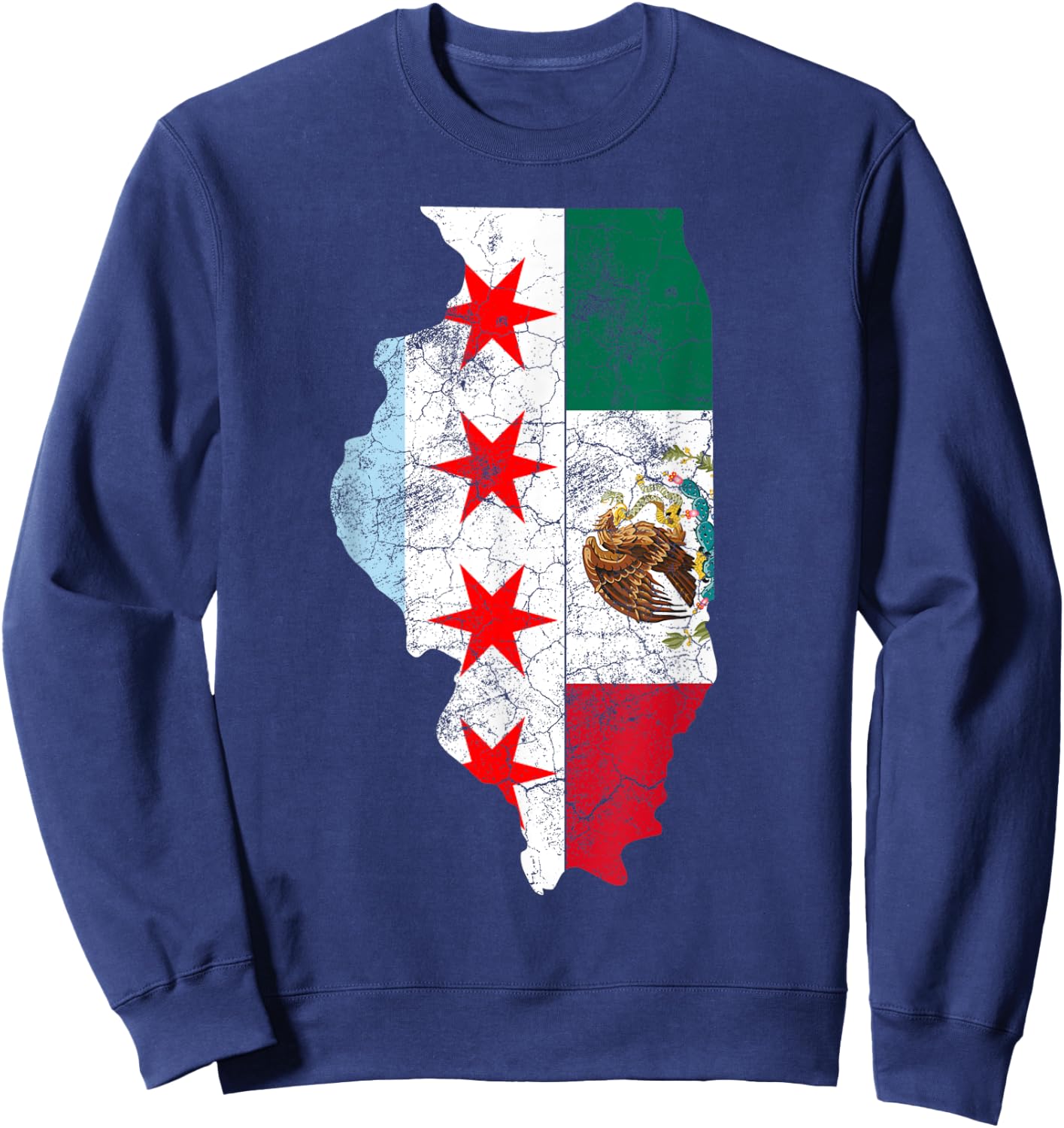 Cinco De Mayo Shirt Chicago Mexican Flag Men Women Kids Gift Sweatshirt - Sweatshirt | Navy