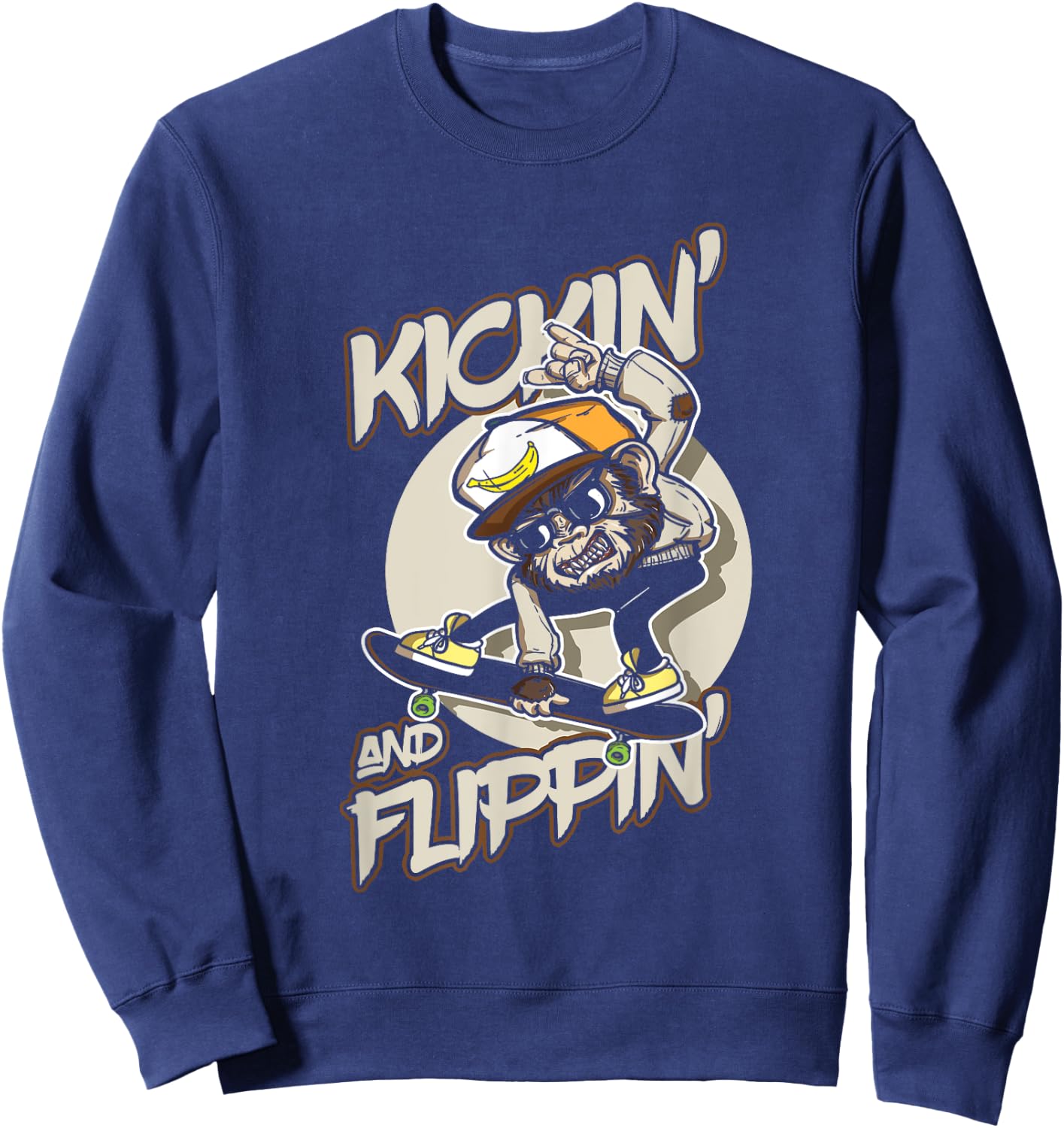 Skateboarder Kickin Flippin Skateboarding Sweatshirt - Sweatshirt | Navy