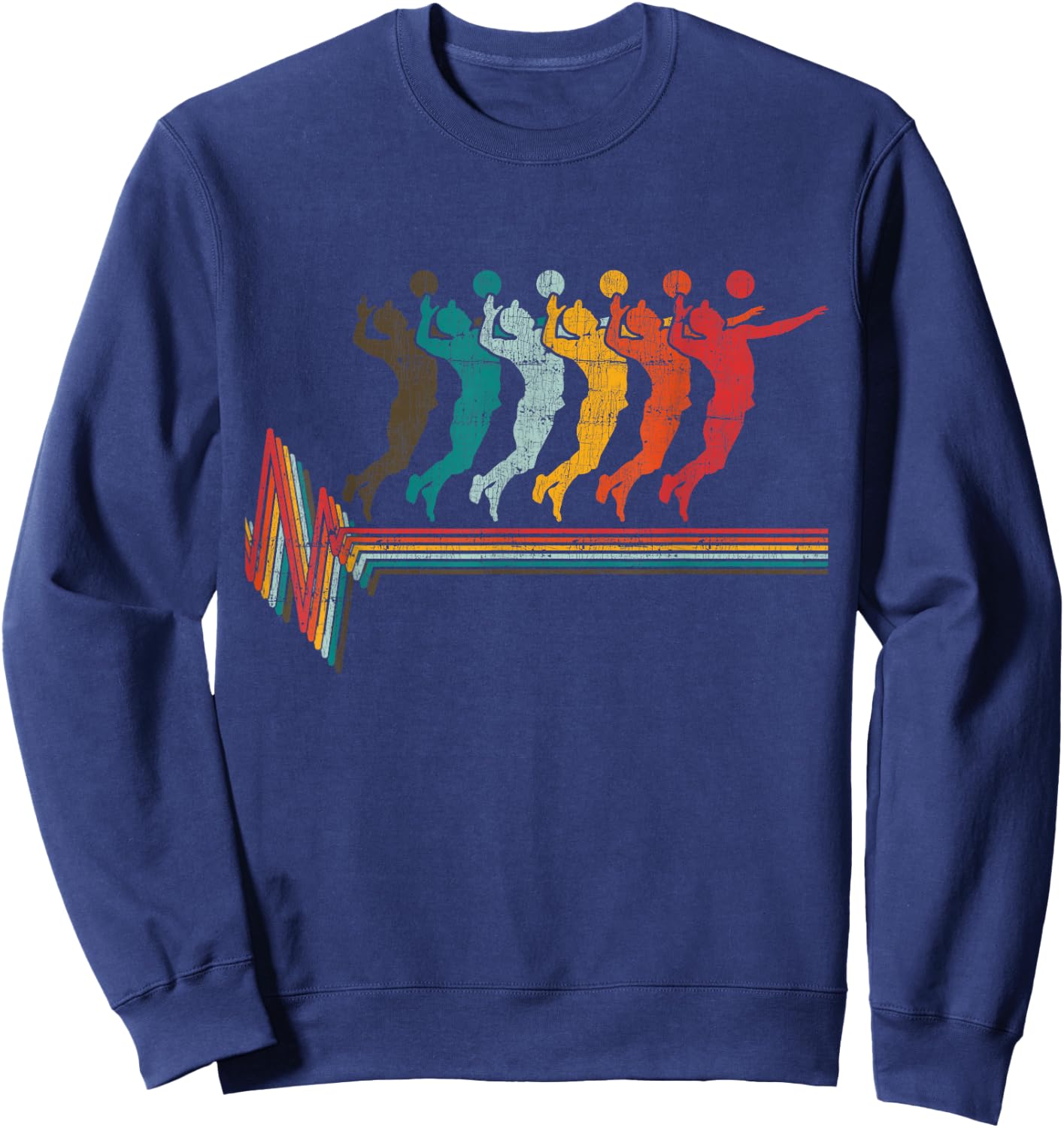 Vintage Volleyball Heartbeat- Beach Volleyball Gift Sweatshirt - Sweatshirt | Navy