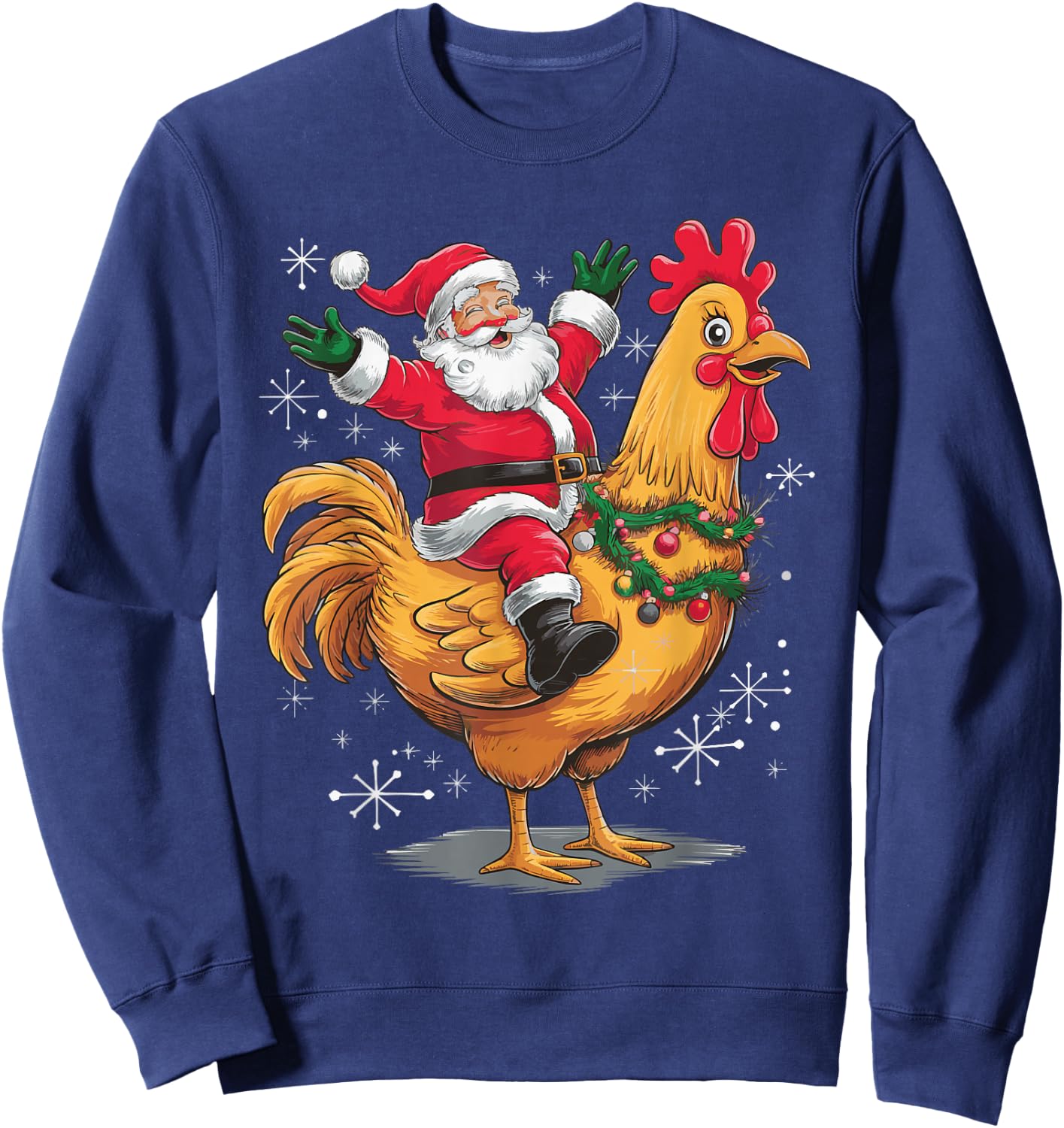 Santa Riding A Christmas Chicken Sweatshirt - Sweatshirt | Navy