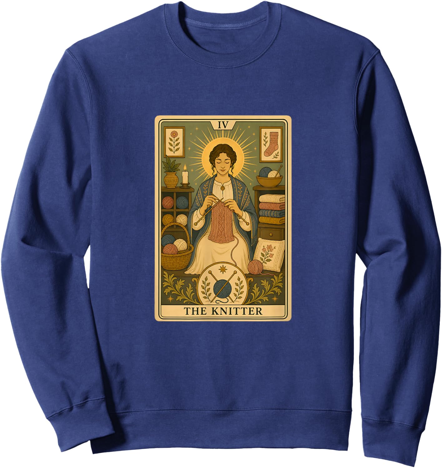 The Knitter | Knitting Tarot Card Sweatshirt - Sweatshirt | Navy