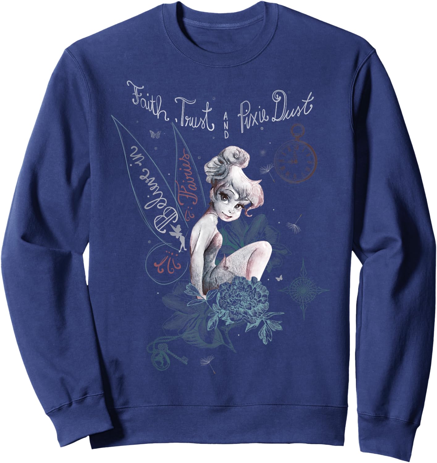 Disney Peter Pan Tinker Bell Believe Drawing Portrait Sweatshirt - Sweatshirt | Navy