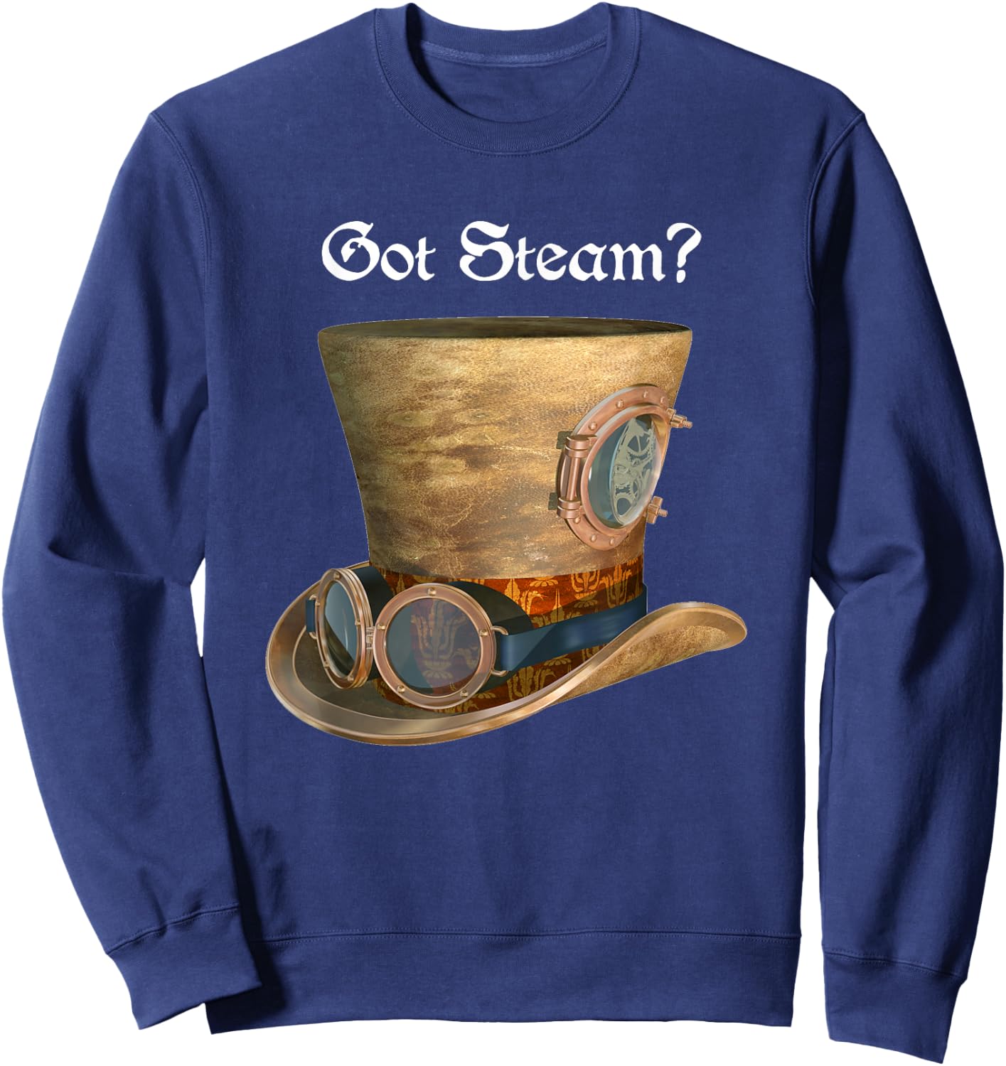 Steam Punk Top Hat Goggles Cosplay Sci Fi T Shirt Steampunk Sweatshirt - Sweatshirt | Navy