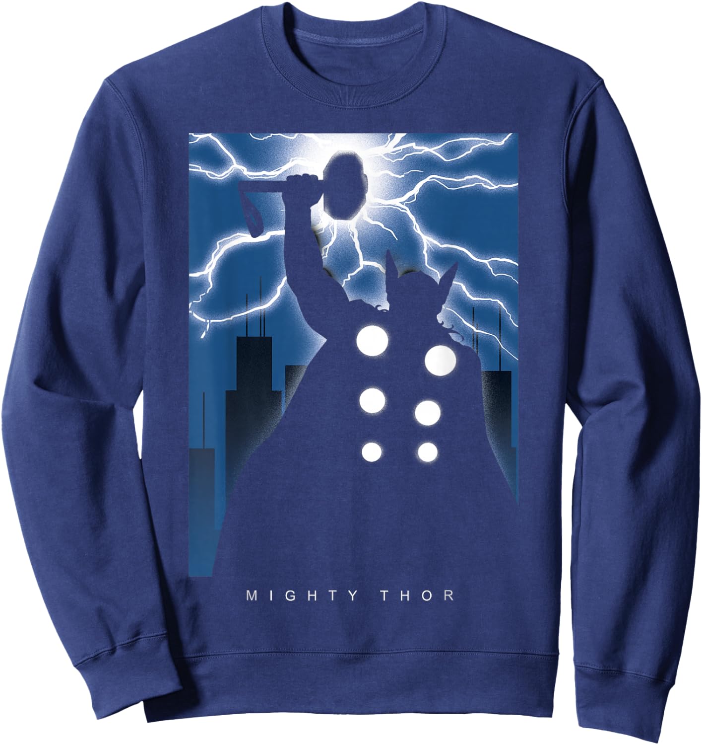 Marvel Thor Mighty Deco-Style Lightning Silhouette Sweatshirt - Sweatshirt | Navy
