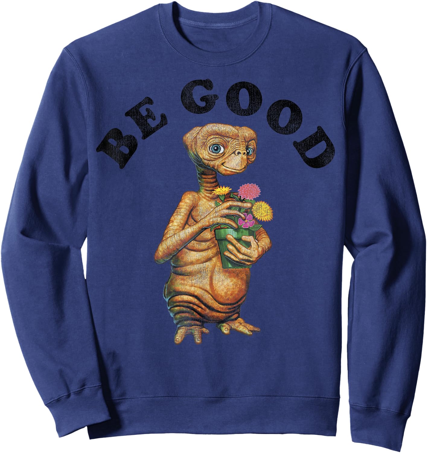 E.T. Be Good E.T. Holding Flower Pot Graphic Sweatshirt - Sweatshirt | Navy
