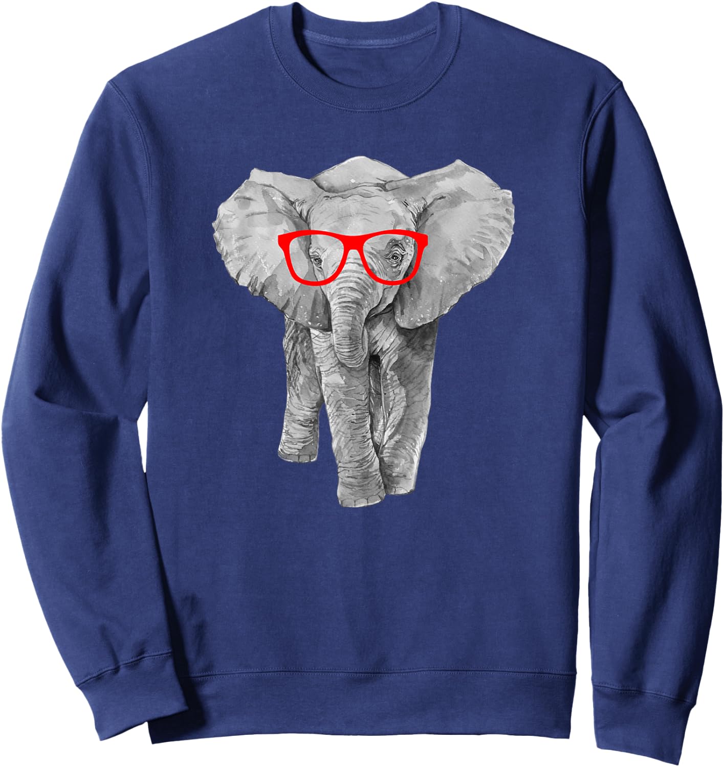 Hipster Baby Elephant in Red Glasses Shirt Sweatshirt - Sweatshirt | Navy