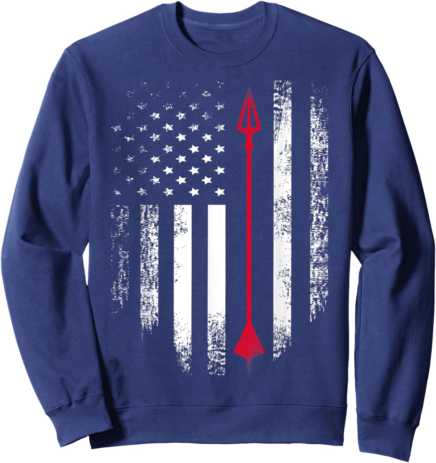 Vintage USA Red White - Archery Arrow American Flag Sweatshirt - Sweatshirt | Navy