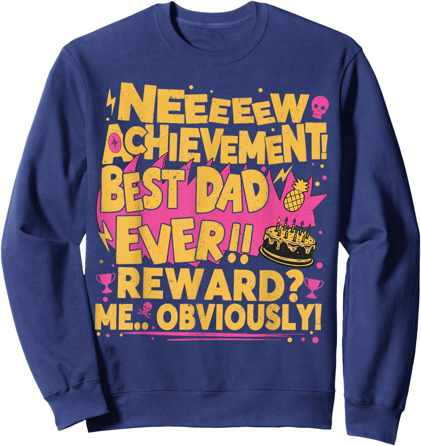 New Achievement Happy Fathers Day Crawler Gamer Dad USA Sweatshirt - Sweatshirt | Navy