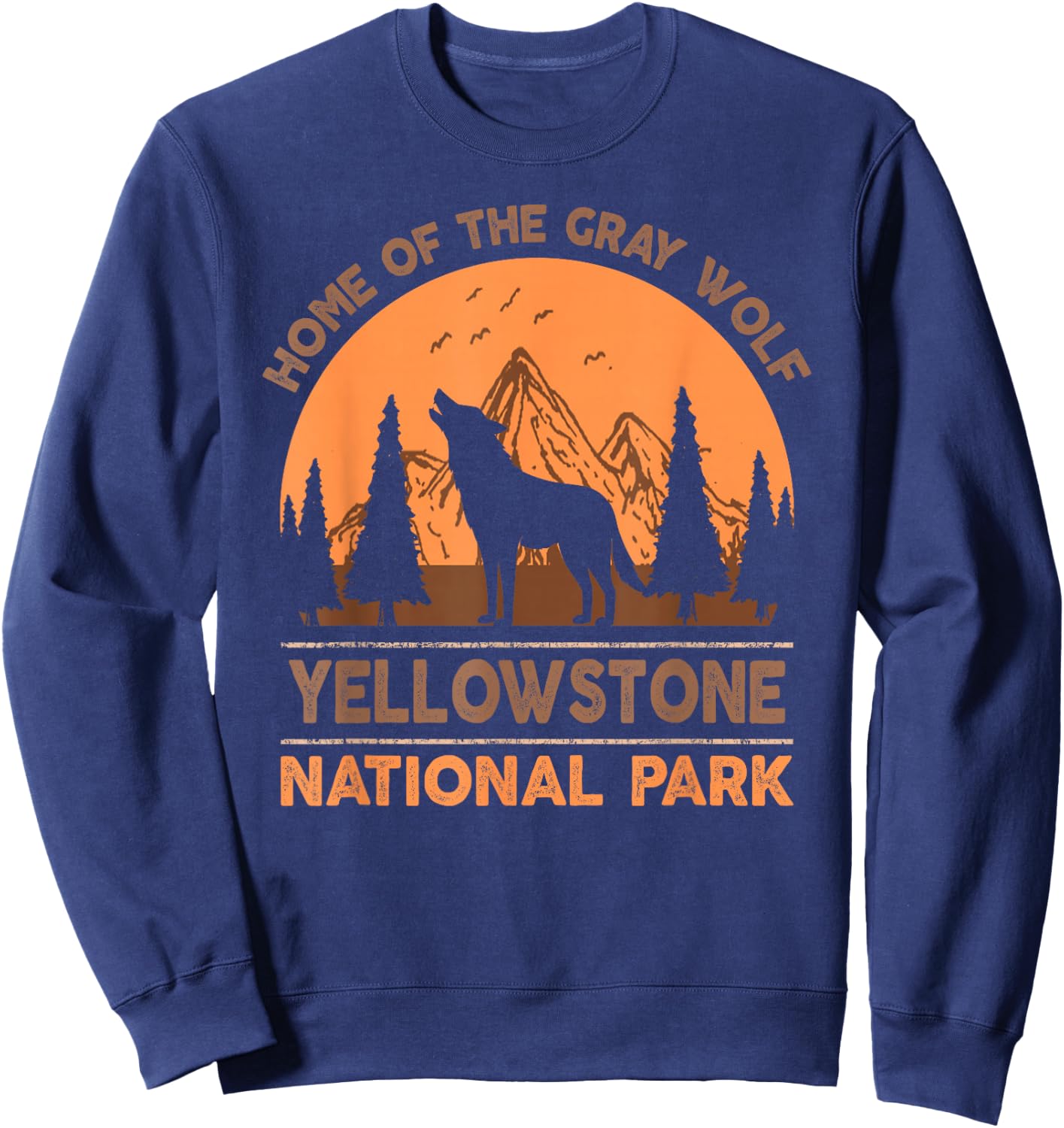 Yellowstone National Park T shirt US Wolf Vintage Men Women Sweatshirt - Sweatshirt | Navy