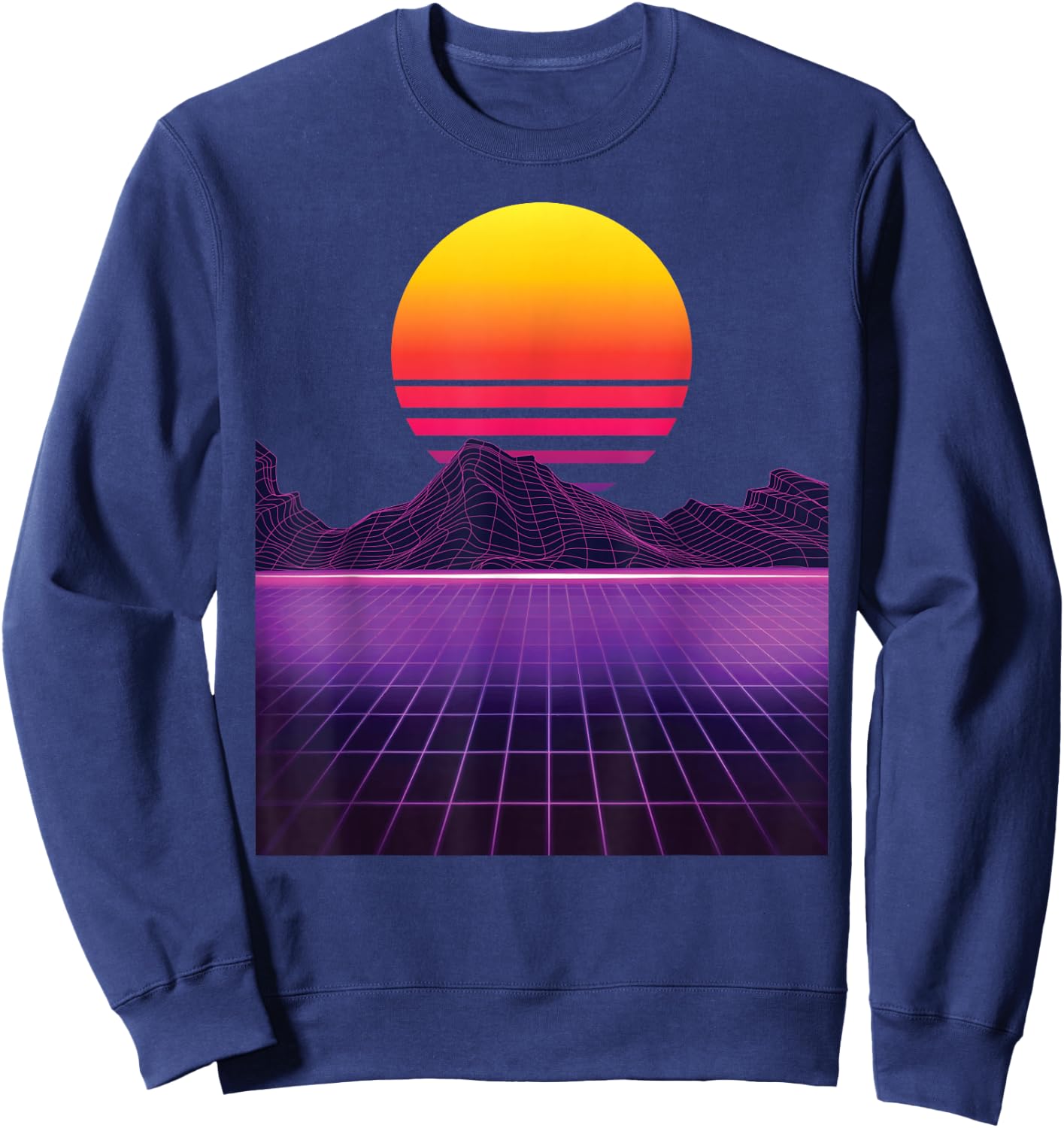 Outrun Synthwave Vaporwave Aesthetic 80's Retro Sweatshirt - Sweatshirt | Navy