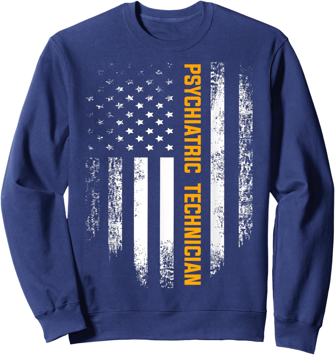 Vintage American USA Flag Psychiatric Technician Shirt Gift Kids Men Sweatshirt - Sweatshirt | Navy