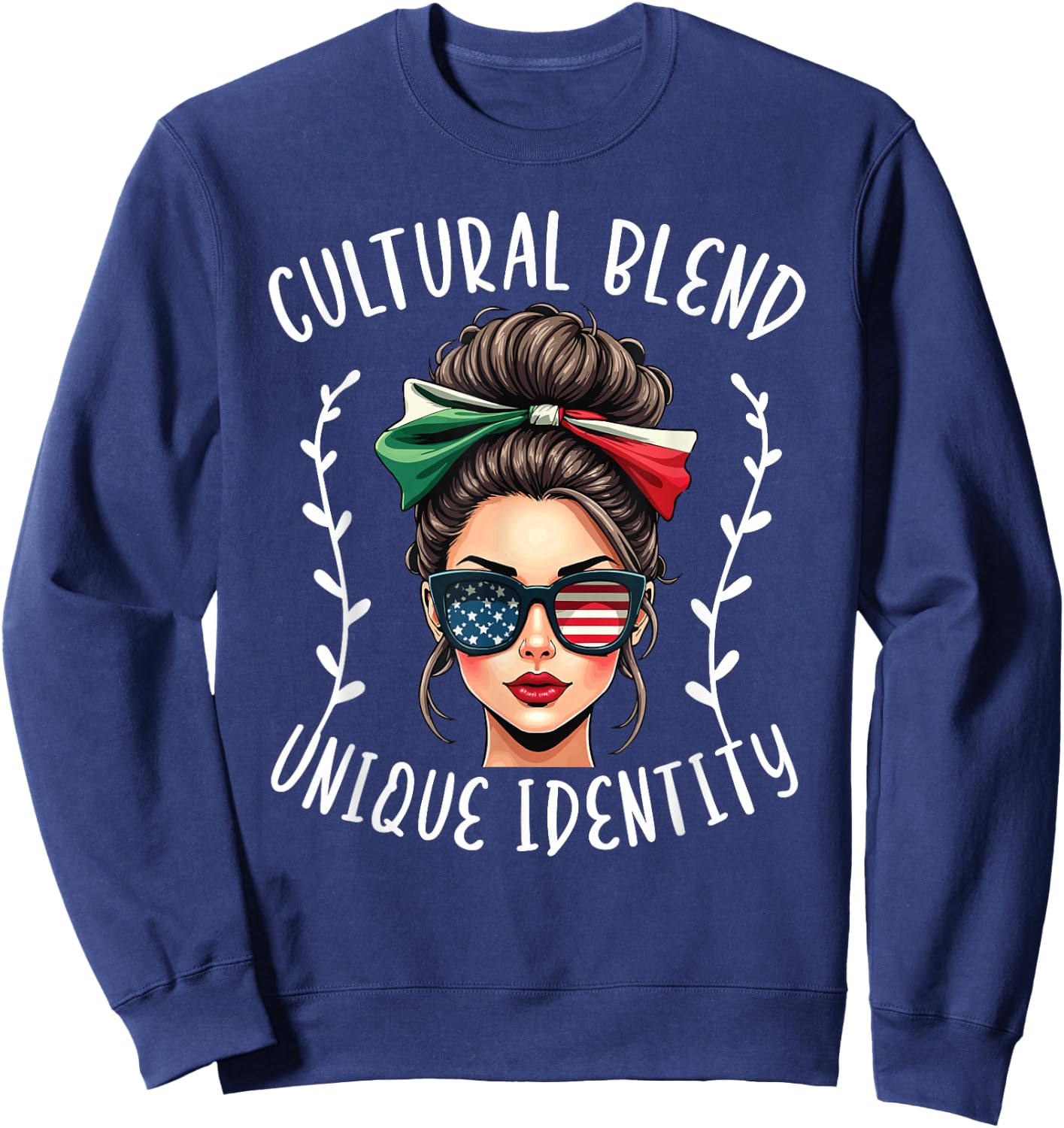 Half Mexican Half American USA Flag Mexican Sweatshirt - Sweatshirt | Navy