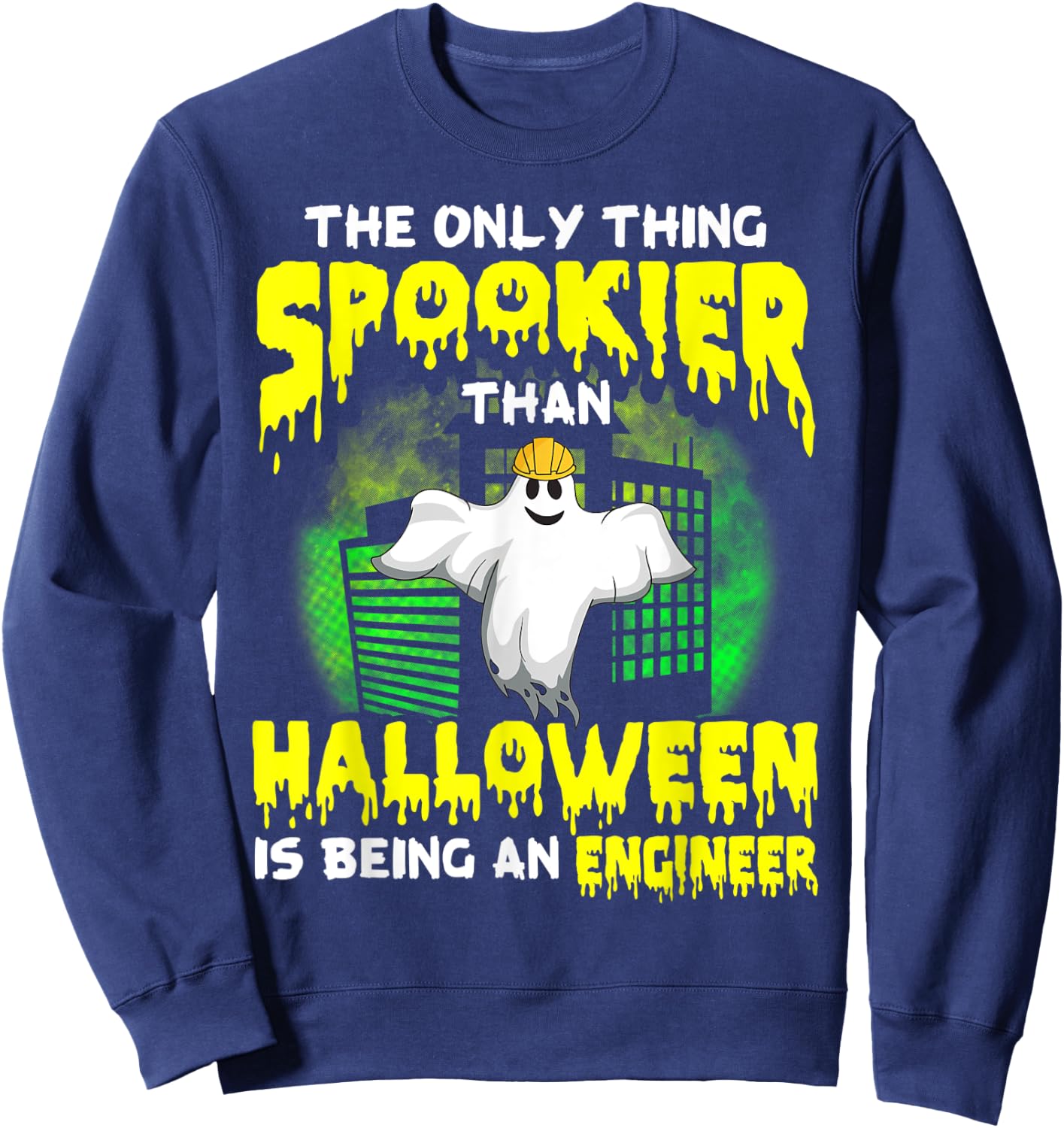 Funny Civil Engineer Halloween Ghost Electrical Engineer Sweatshirt - Sweatshirt | Navy