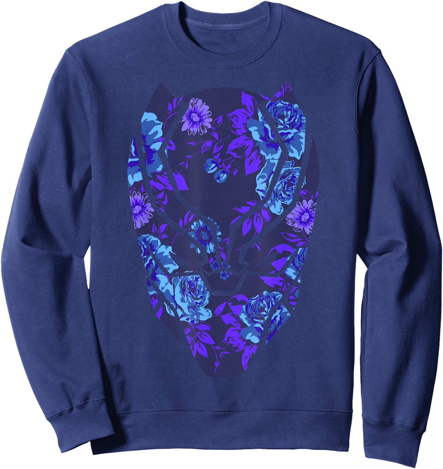 Marvel Avengers Black Panther Floral Mask Short Sleeve Sweatshirt - Sweatshirt | Navy