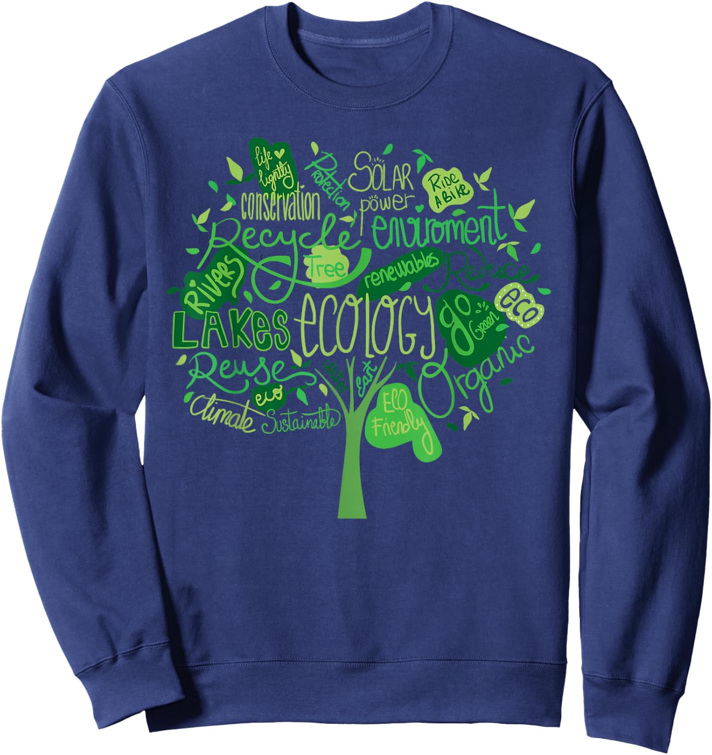 Ecology and Environmental with Green Tree Word Cloud Sweatshirt - Sweatshirt | Navy