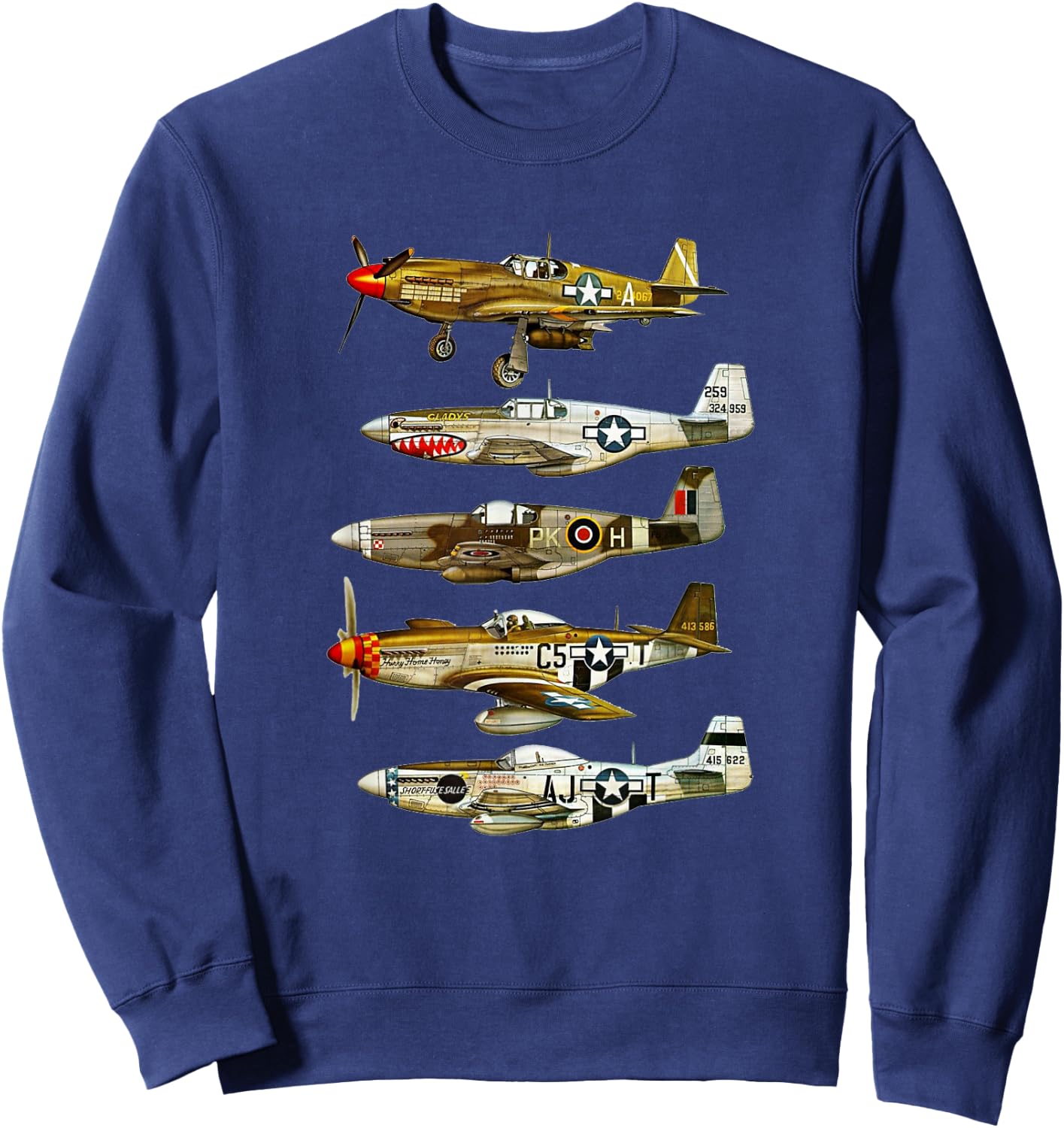 North American P-51 Mustang WW2 Fighter Sweatshirt - Sweatshirt | Navy
