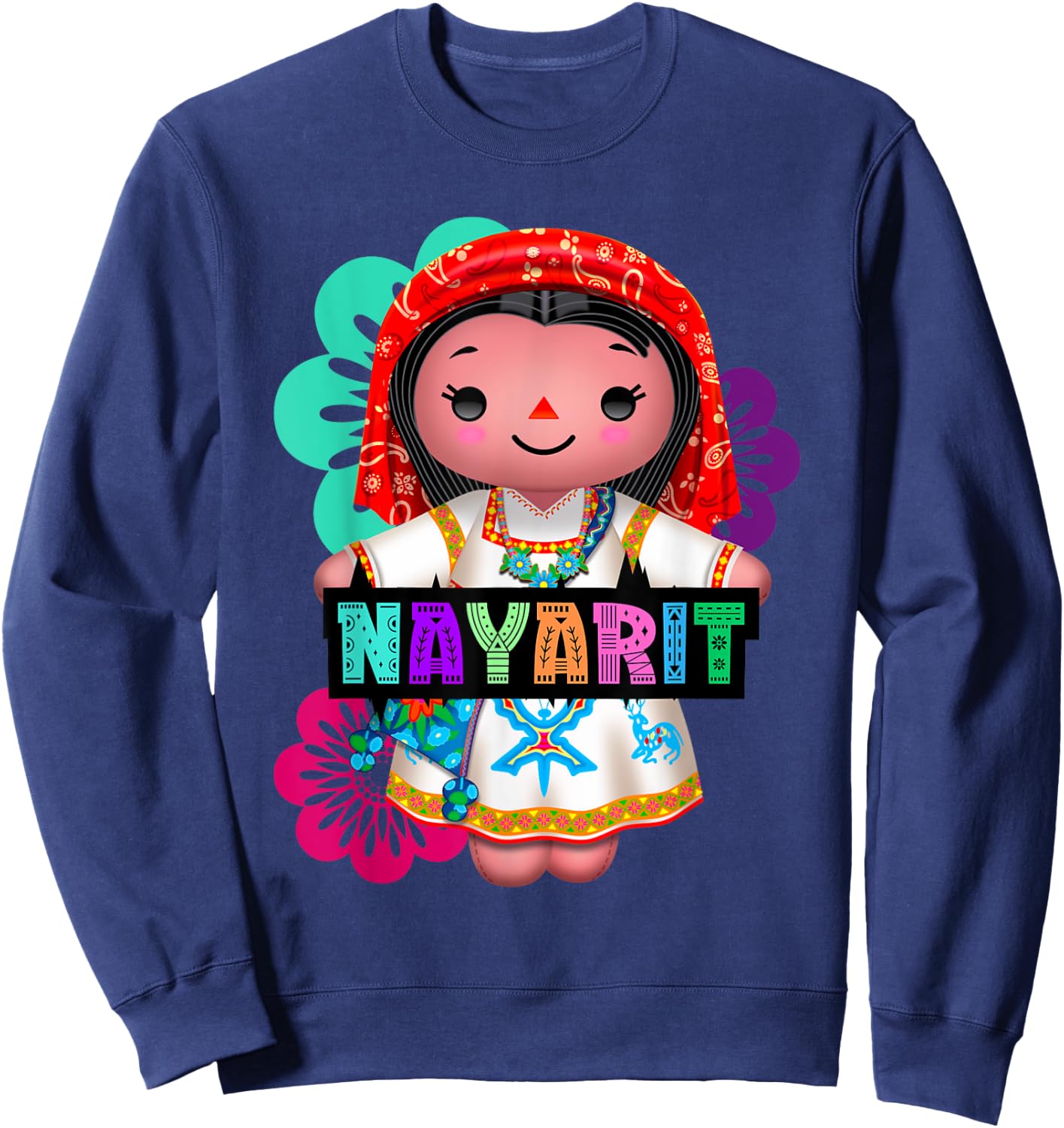 Nayarit Muñeca Lelé, Handmade Mexican Rag Doll Collection Sweatshirt - Sweatshirt | Navy