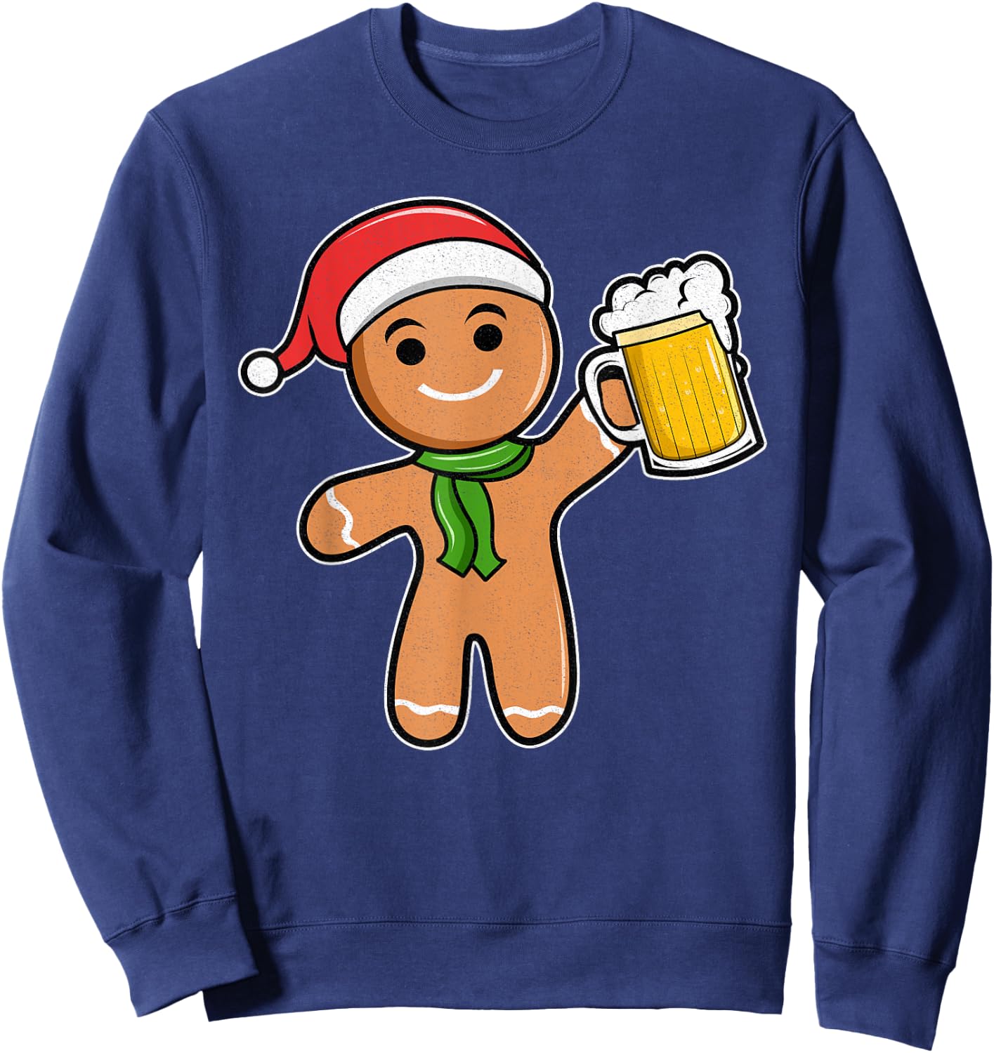 Gingerbread Man Beer Christmas Sweatshirt - Sweatshirt | Navy