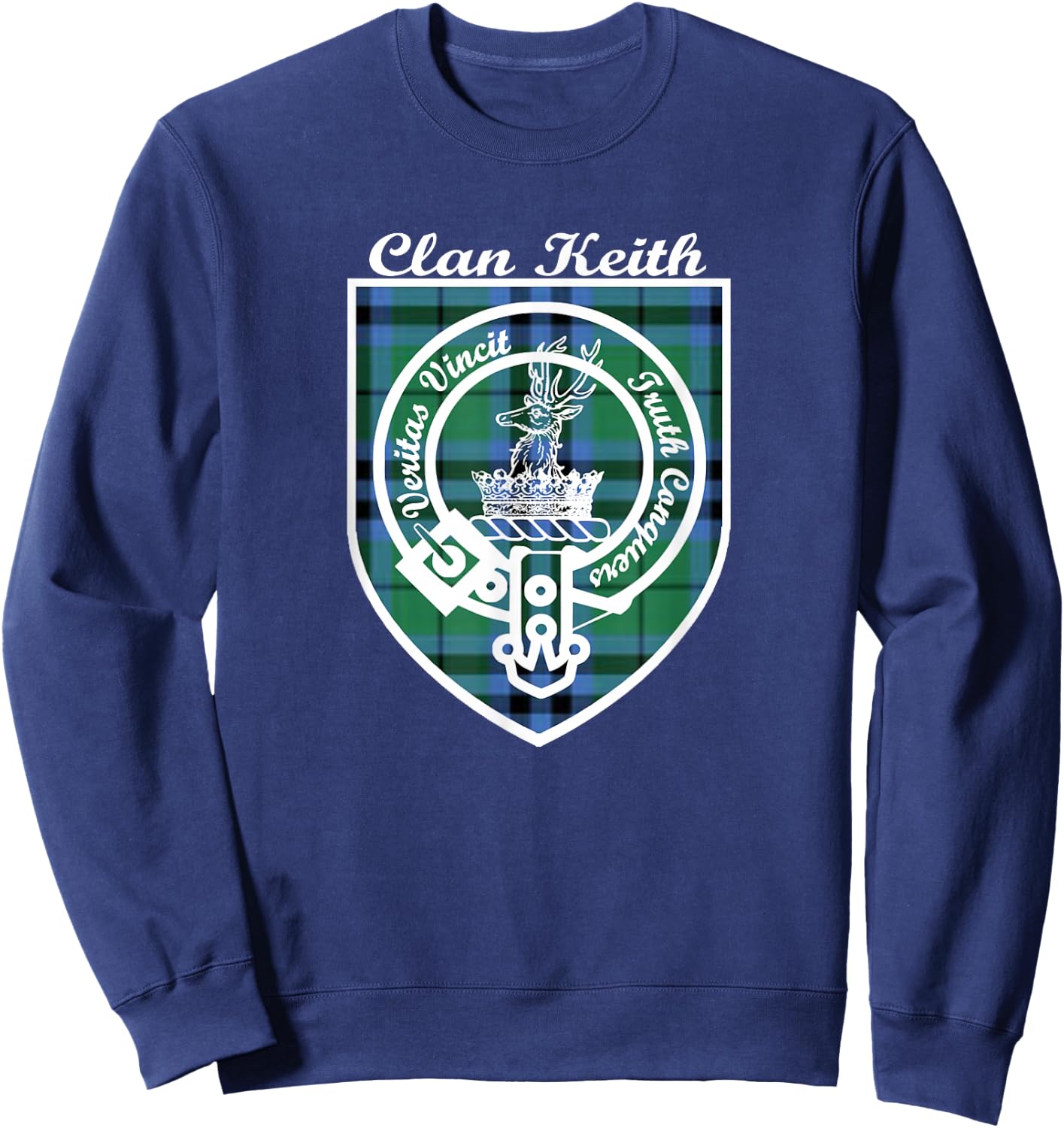 Keith surname last name Scottish Clan tartan badge crest Sweatshirt - Sweatshirt | Navy