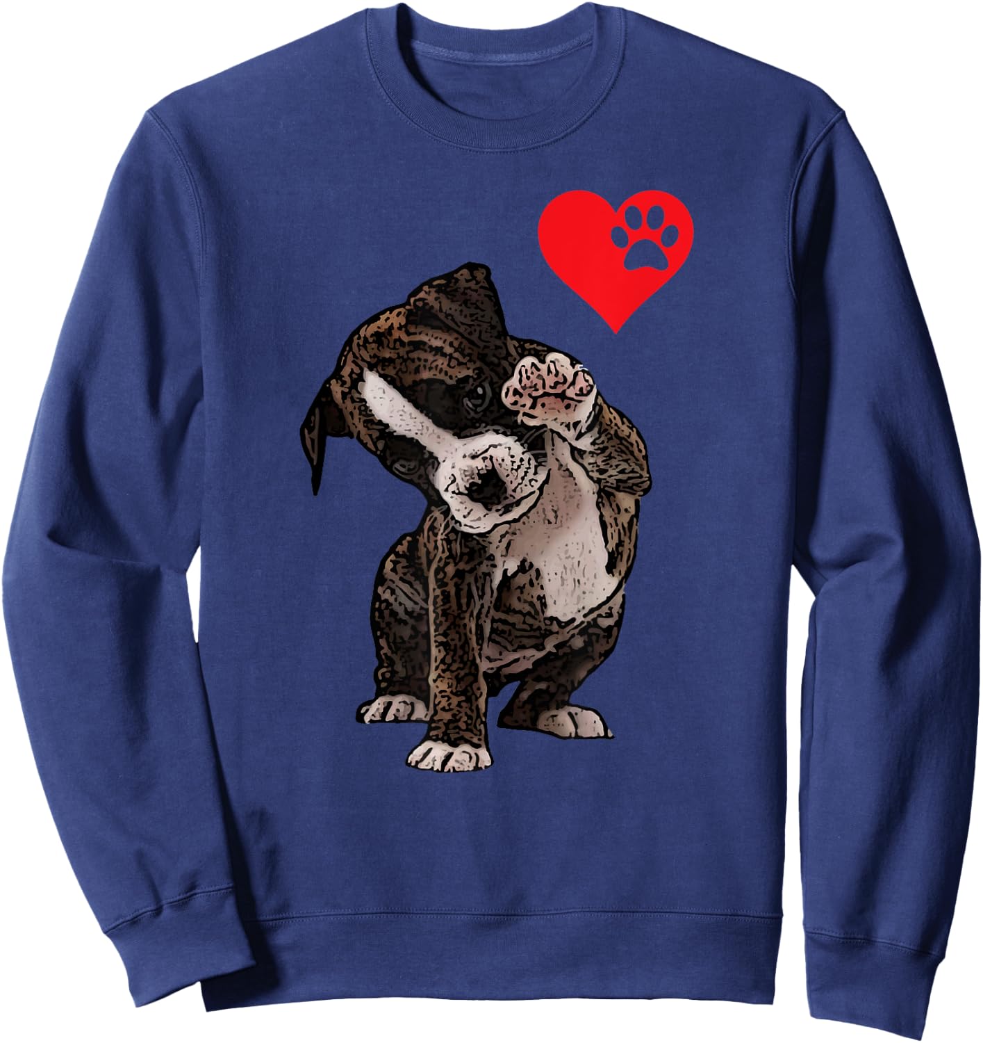 High Five Heart Bulldog Pup I Love Boxer Dog Lovers Bulldogs Sweatshirt - Sweatshirt | Navy