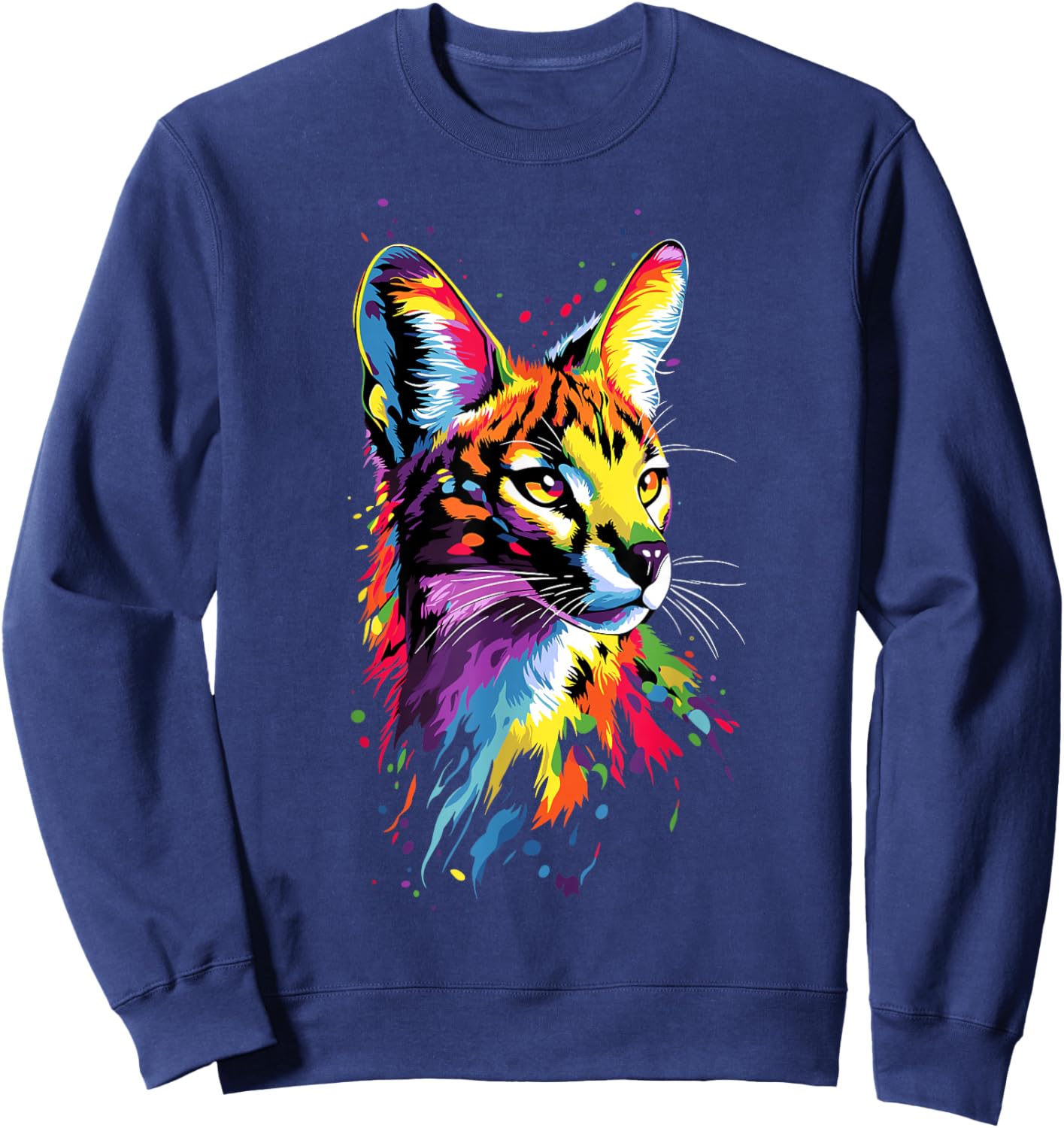 Serval Big Cat Africa Savannah Leopard Cat Cute Serval Sweatshirt - Sweatshirt | Navy