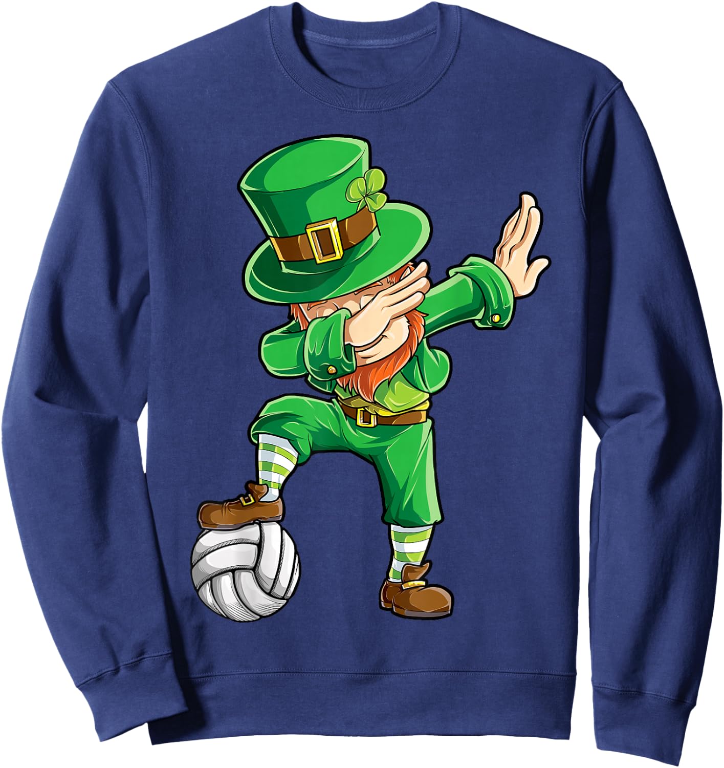 Dabbing Leprechaun Volleyball St Patricks Day Boys Girls Dab Sweatshirt - Sweatshirt | Navy