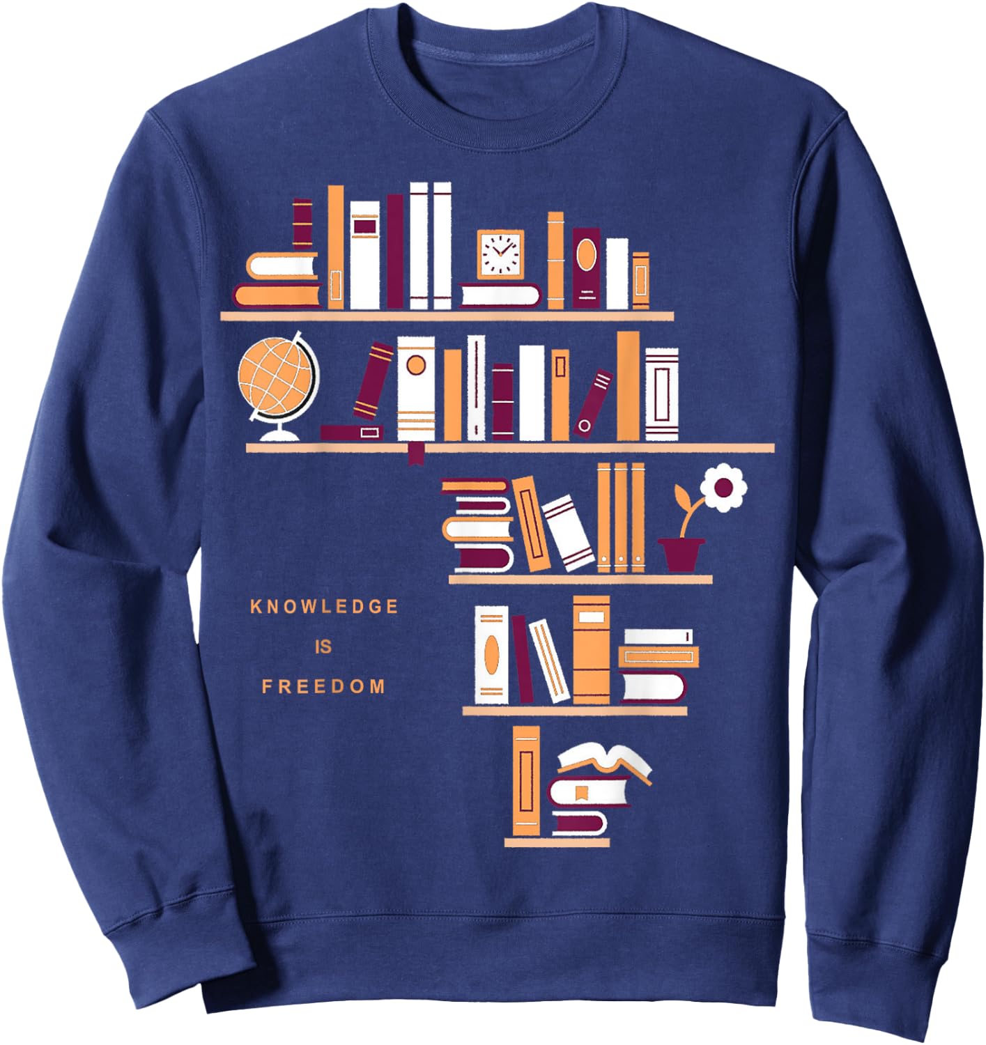 Africa Knowledge Is Freedom Library Book T- Shirt Sweatshirt - Sweatshirt | Navy