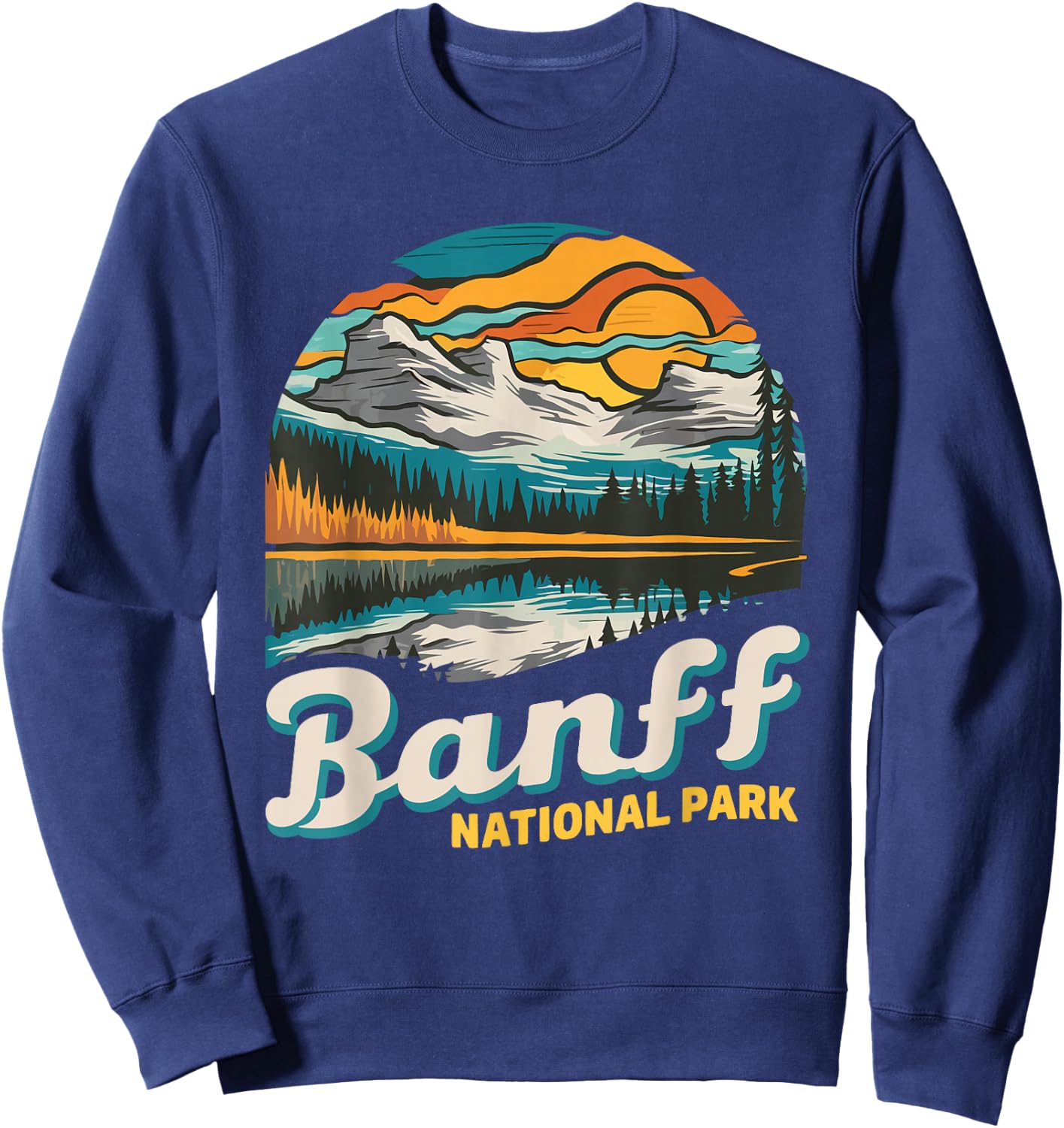Banff National Park Vintage Men Women Hiking Souvenir Sweatshirt - Sweatshirt | Navy
