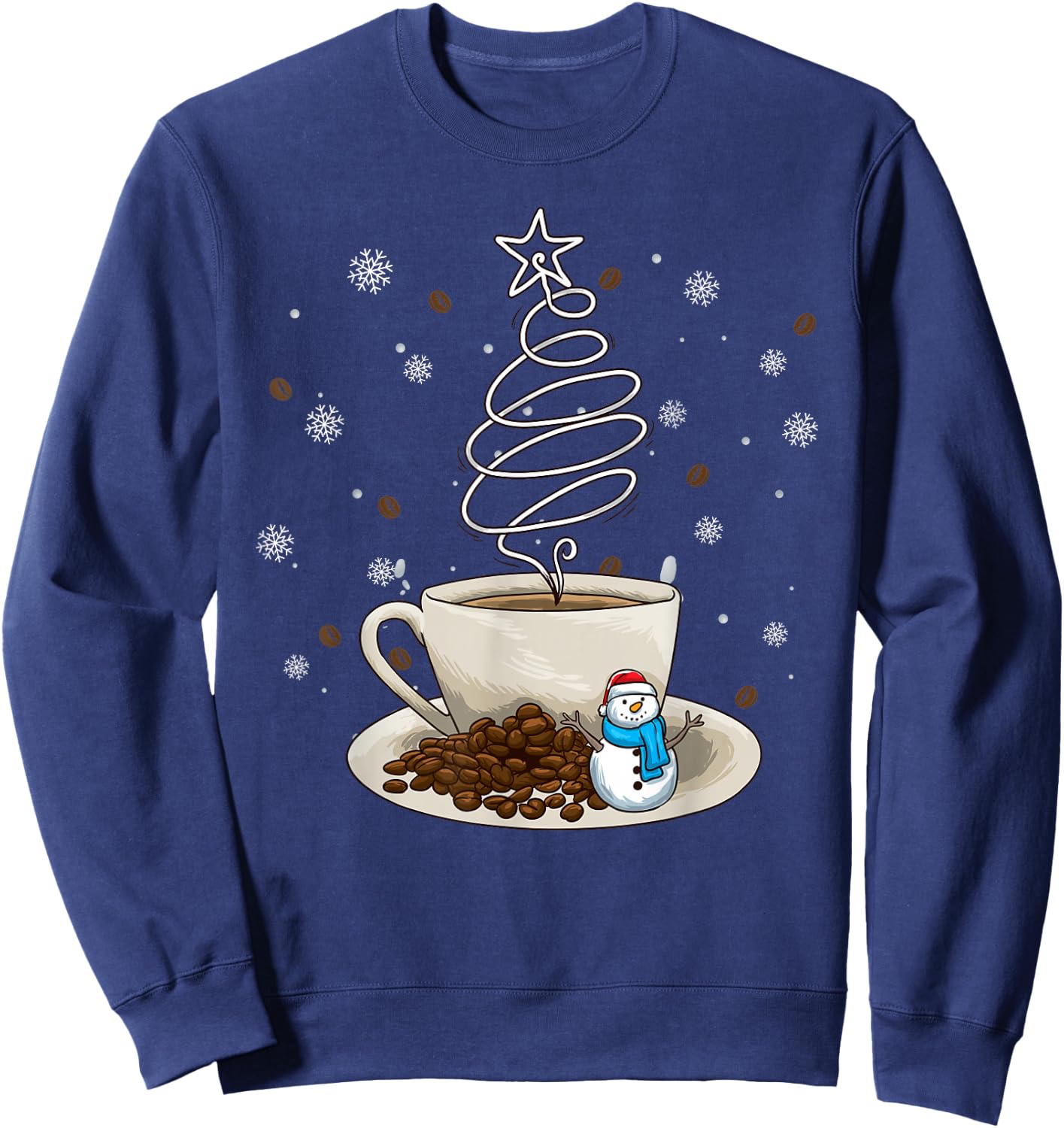 Fun Winter Snowman Holiday Coffee Drinker Barista Sweatshirt - Sweatshirt | Navy