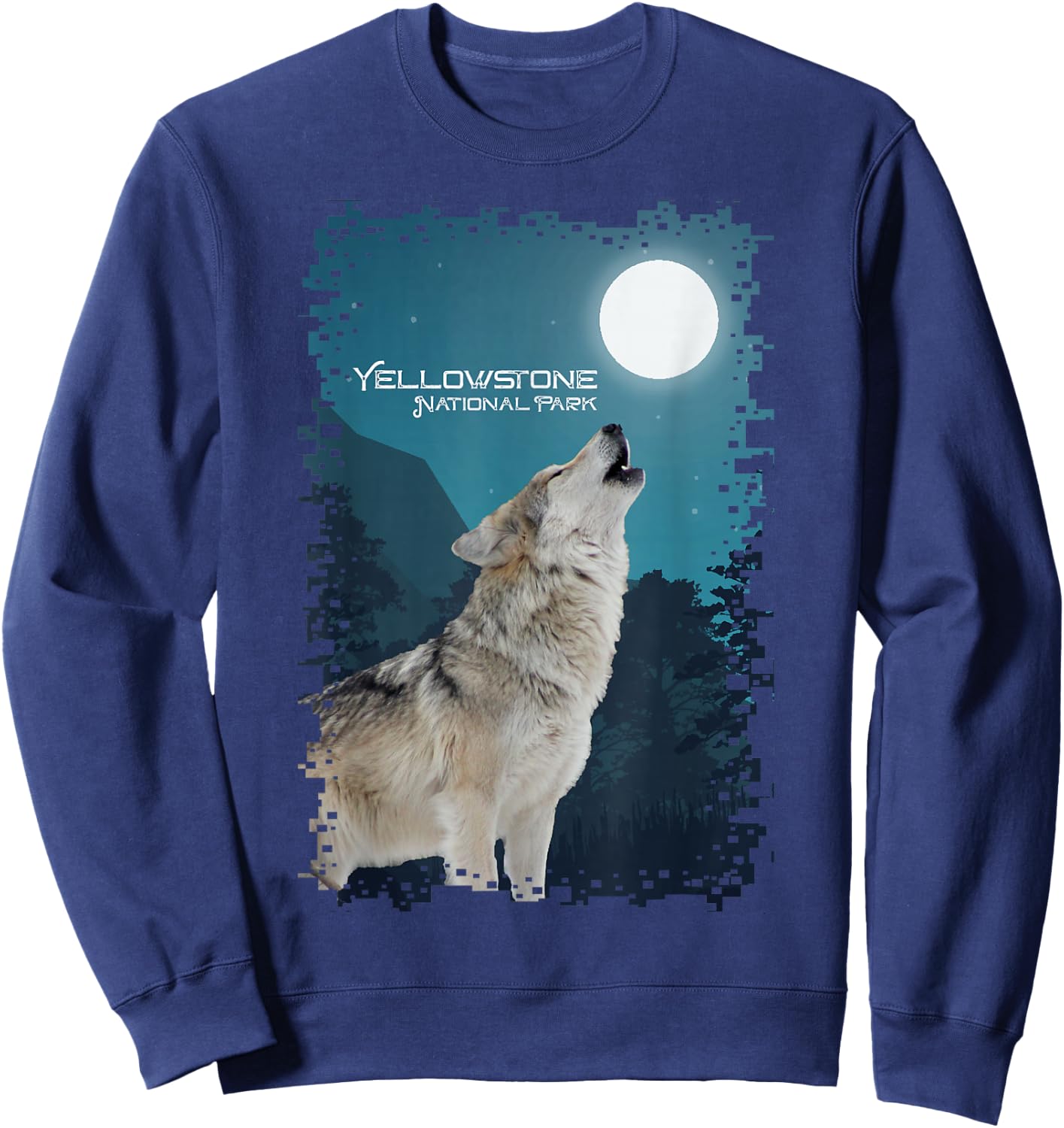 Yellowstone National Park Wolf Souvenir Memorabilia Gift Sweatshirt - Sweatshirt | Navy