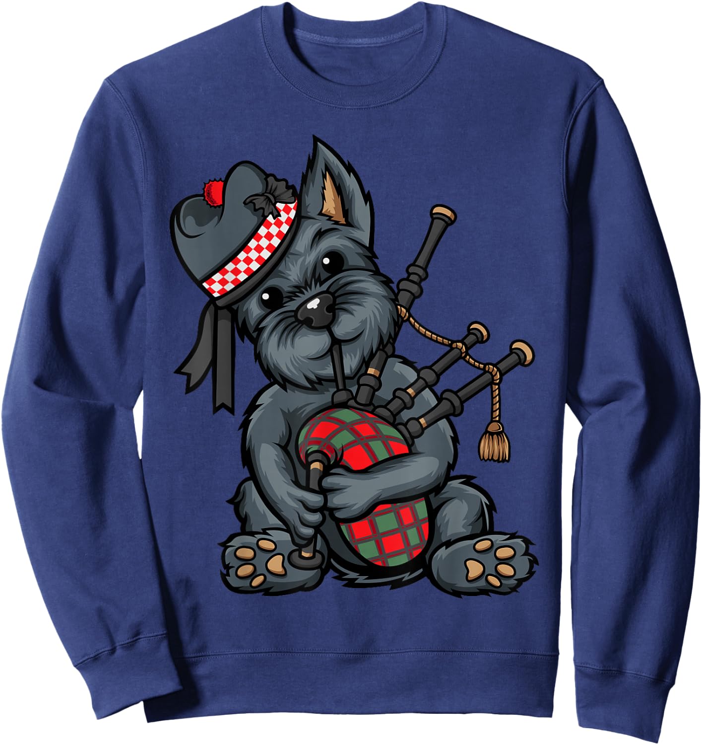 Funny Tartan Day Scottish Terrier Bagpipe Sweatshirt - Sweatshirt | Navy
