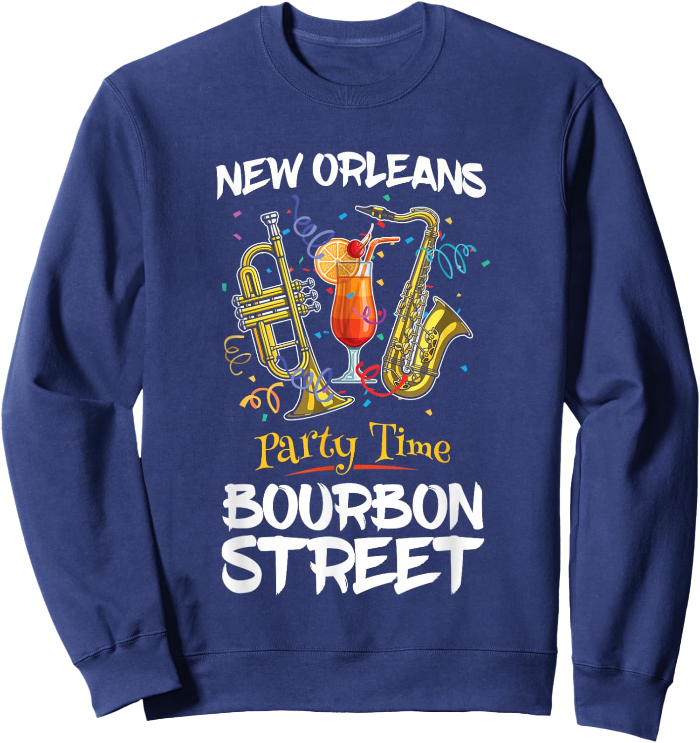 New Orleans Louisiana Bourbon Street Jazz Party Souvenir Sweatshirt - Sweatshirt | Navy