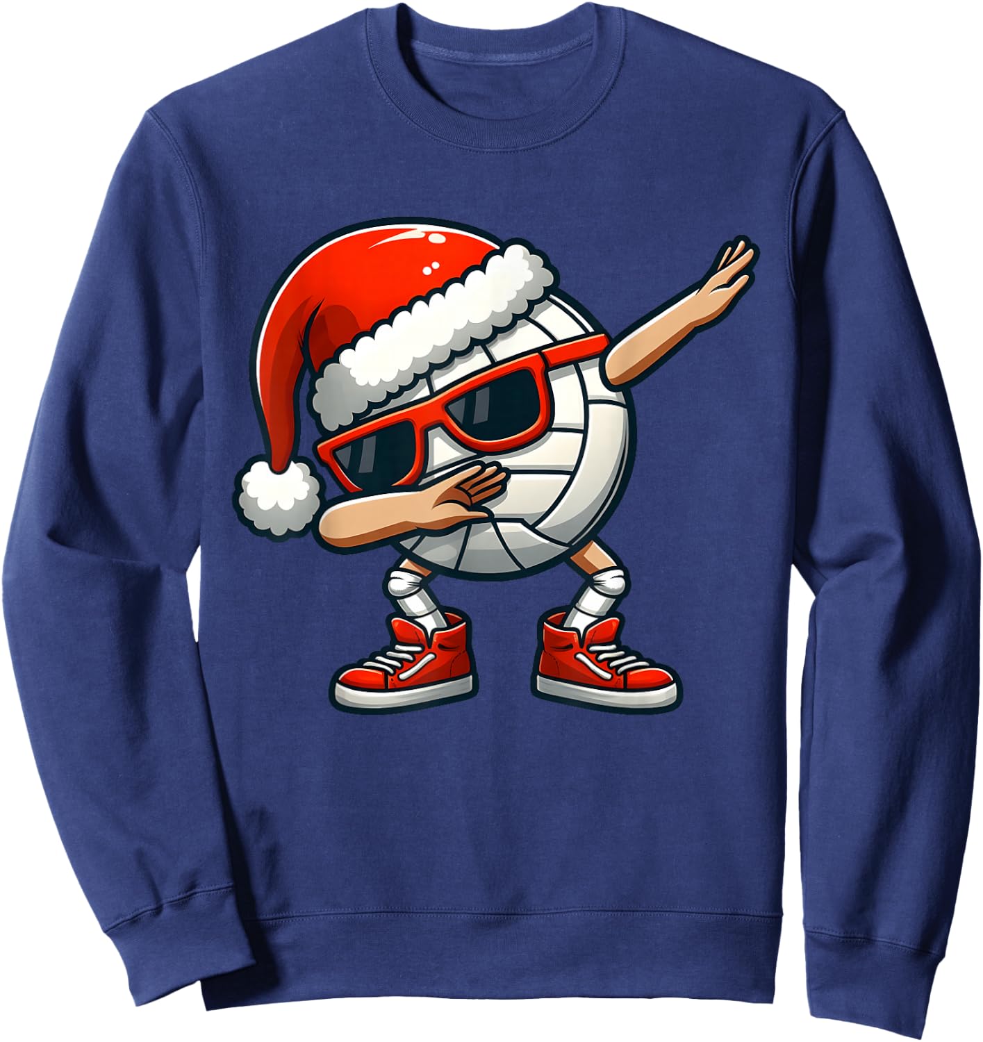 Volleyball Santa Hat Dabbing Funny Toddler Boys Christmas Sweatshirt - Sweatshirt | Navy