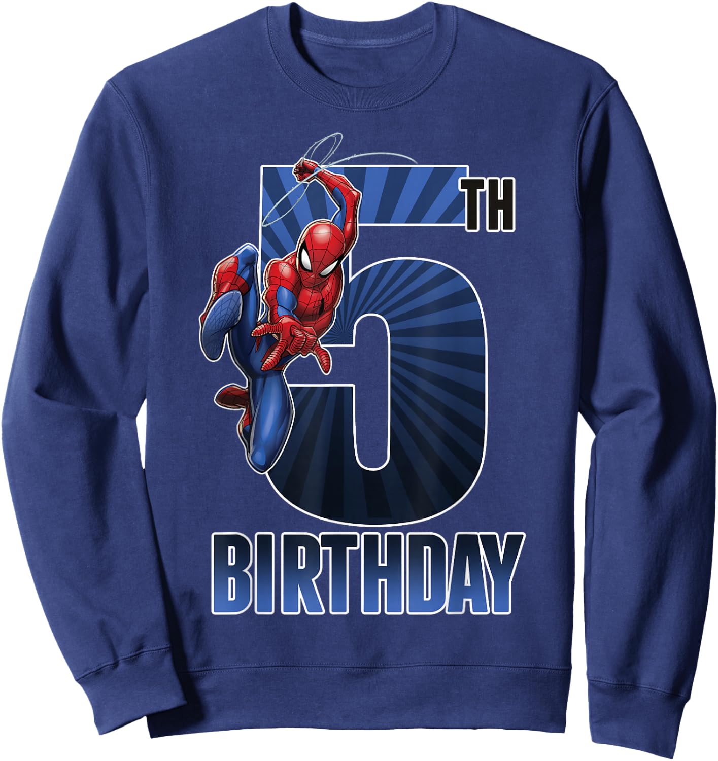 Marvel Spider-Man Swinging 5th Birthday Graphic Small Sweatshirt - Sweatshirt | Navy