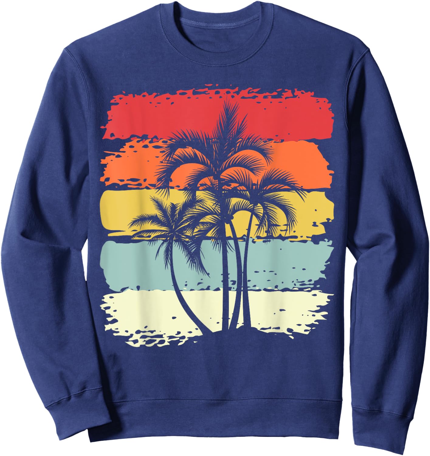Palm Tree Retro Style Tropical Beach Sweatshirt - Sweatshirt | Navy