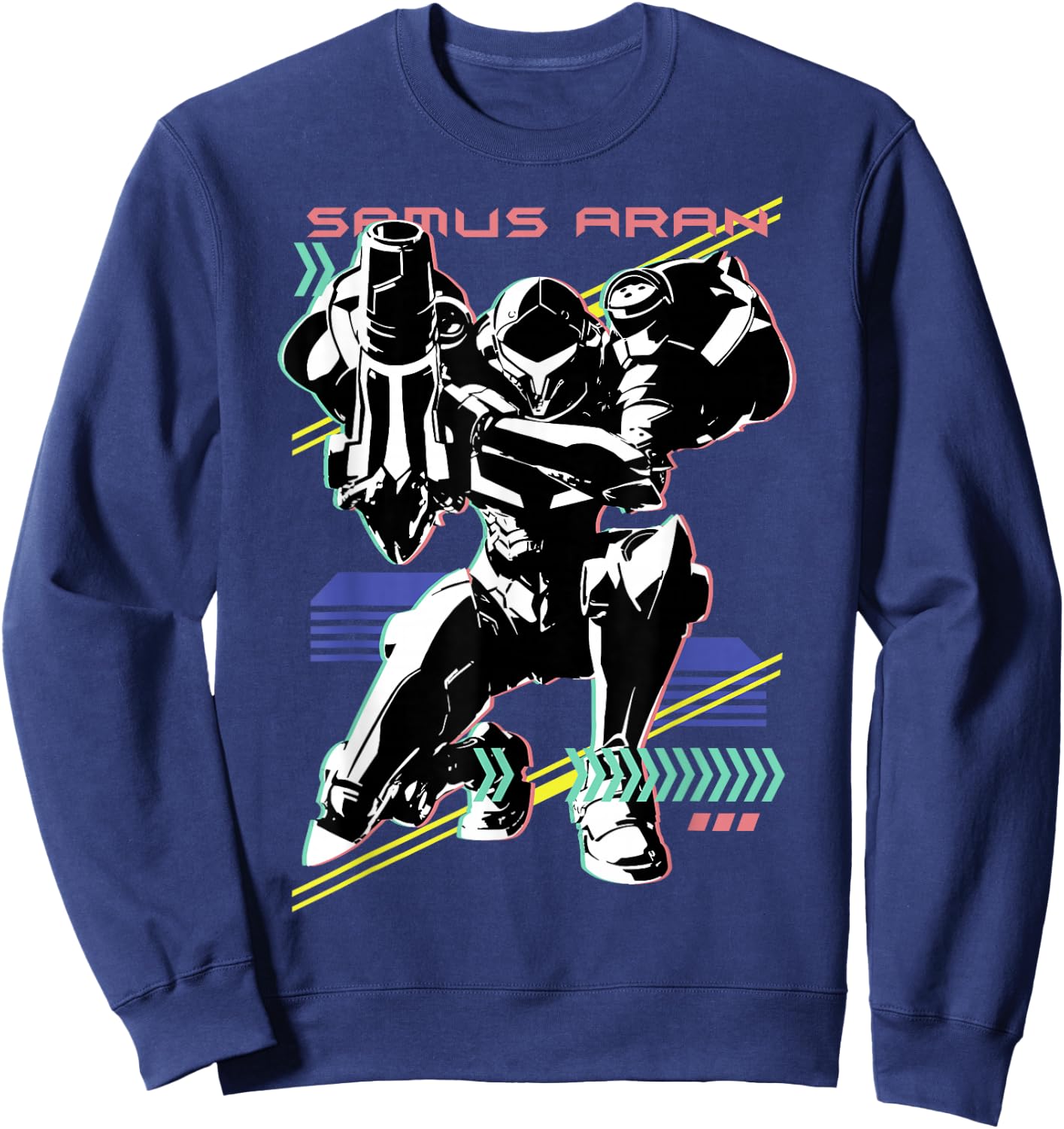 Nintendo Metroid Samus Aran Retro Neon Poster Sweatshirt - Sweatshirt | Navy