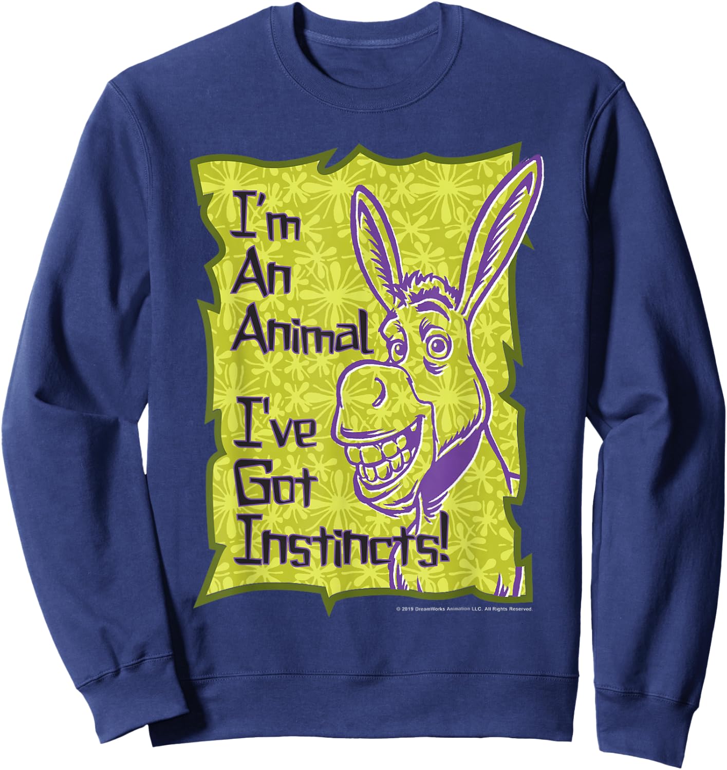 Shrek Donkey I'm An Animal I've Got Instincts Sweatshirt - Sweatshirt | Navy