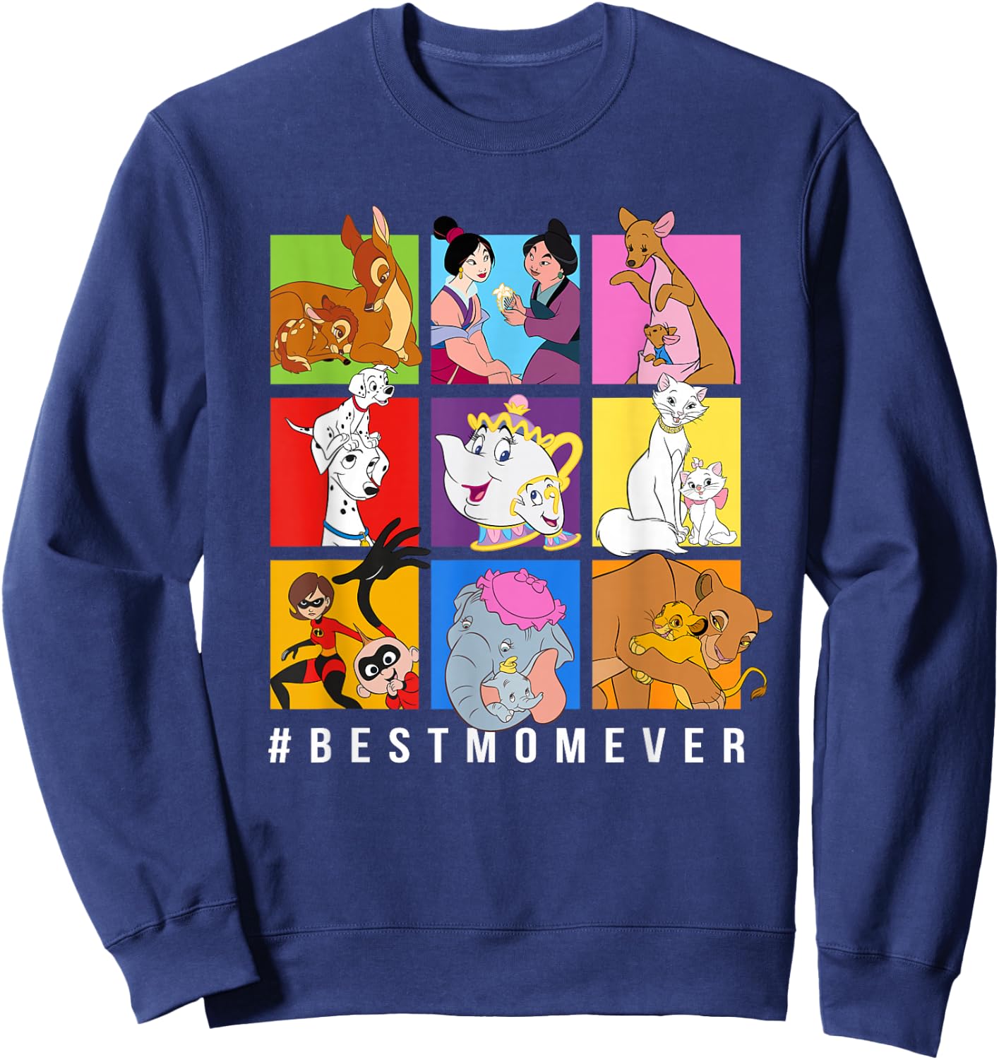 Disney Characters #BestMomEver Mother's Day Small Sweatshirt - Sweatshirt | Navy