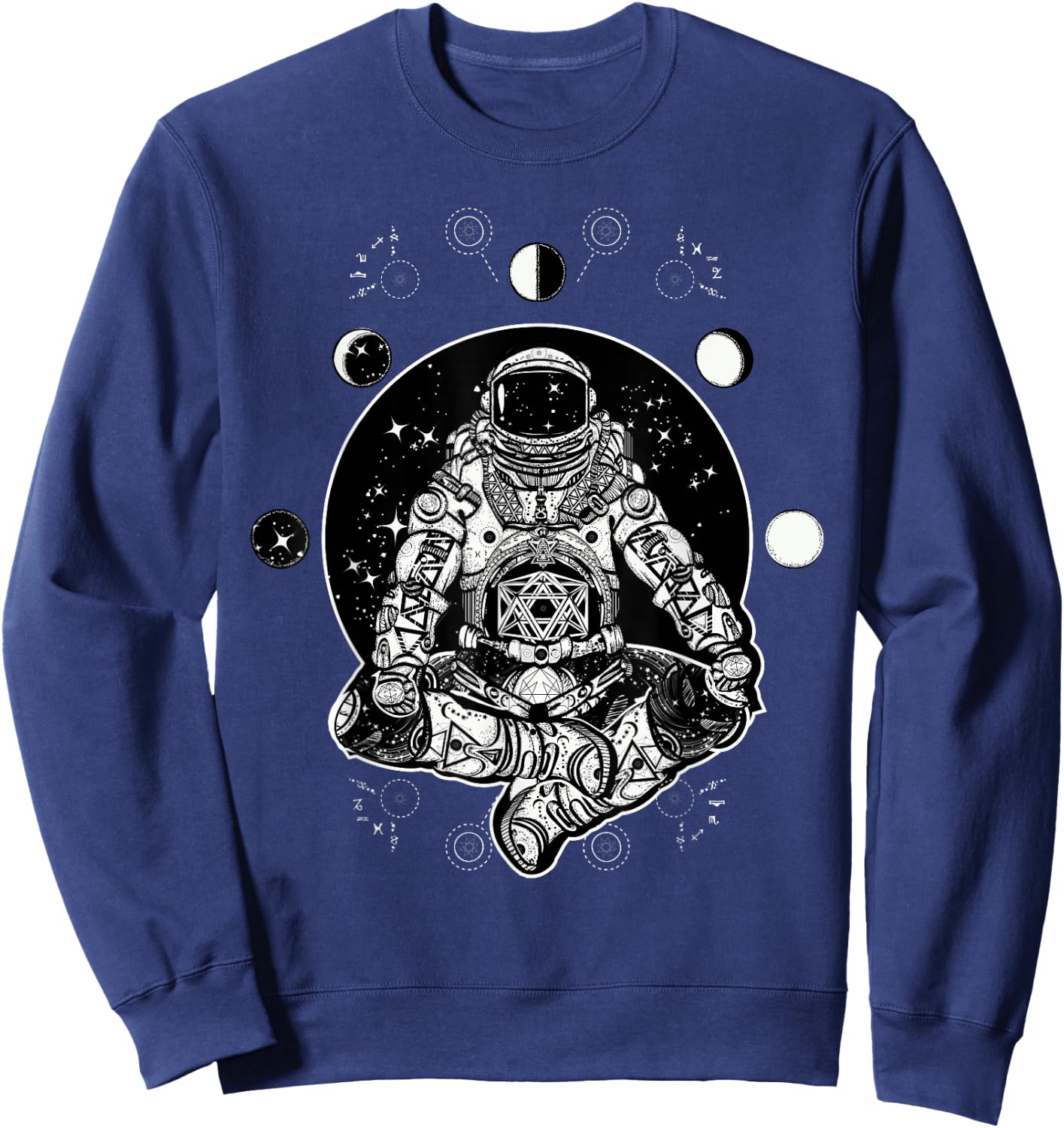 Future Astronaut - Moon Phases Zen Psychonaut Sweatshirt - Sweatshirt | Navy