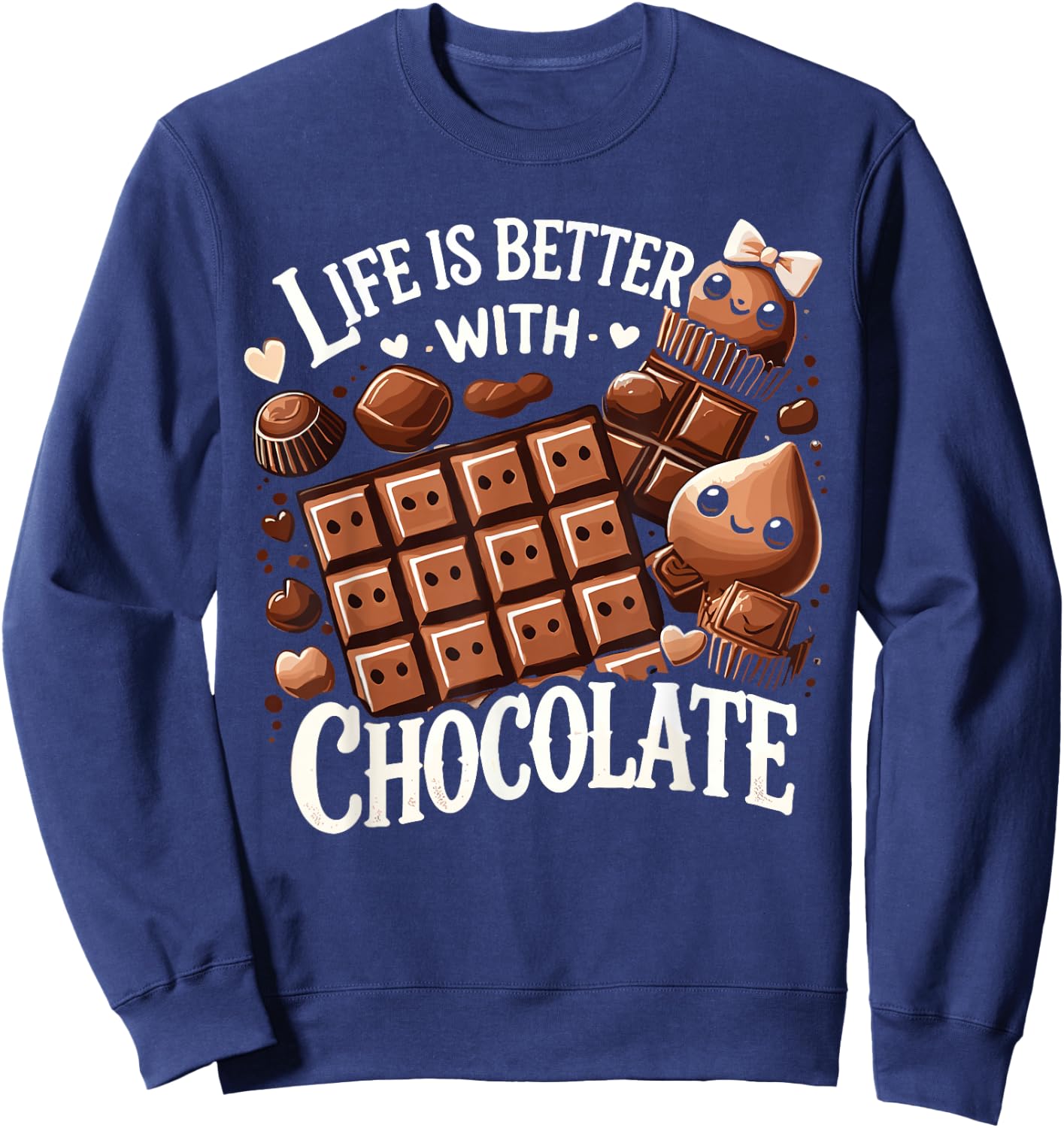 Life Is Better With Chocolate Chocolate Milk Sweatshirt - Sweatshirt | Navy