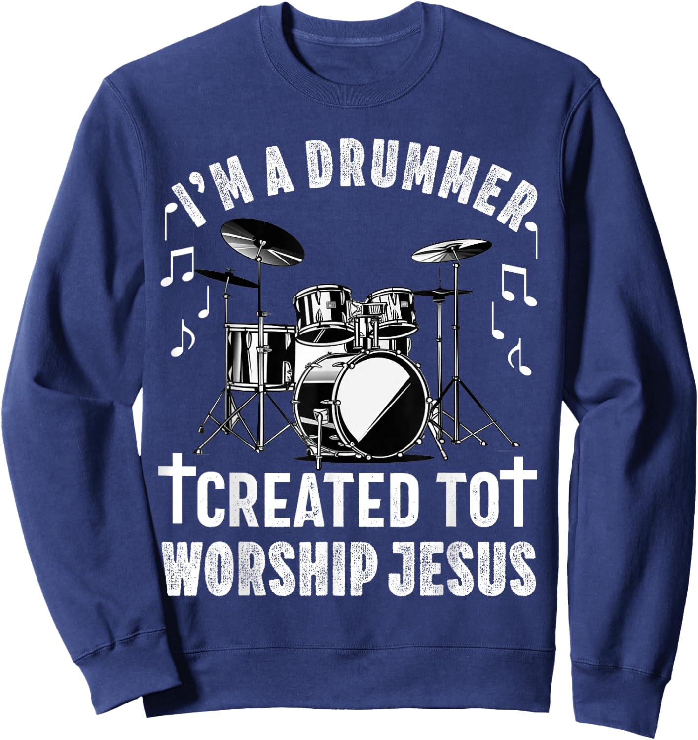 Christian Drummer Drum Player Stick Men Jesus Worship Music Sweatshirt - Sweatshirt | Navy