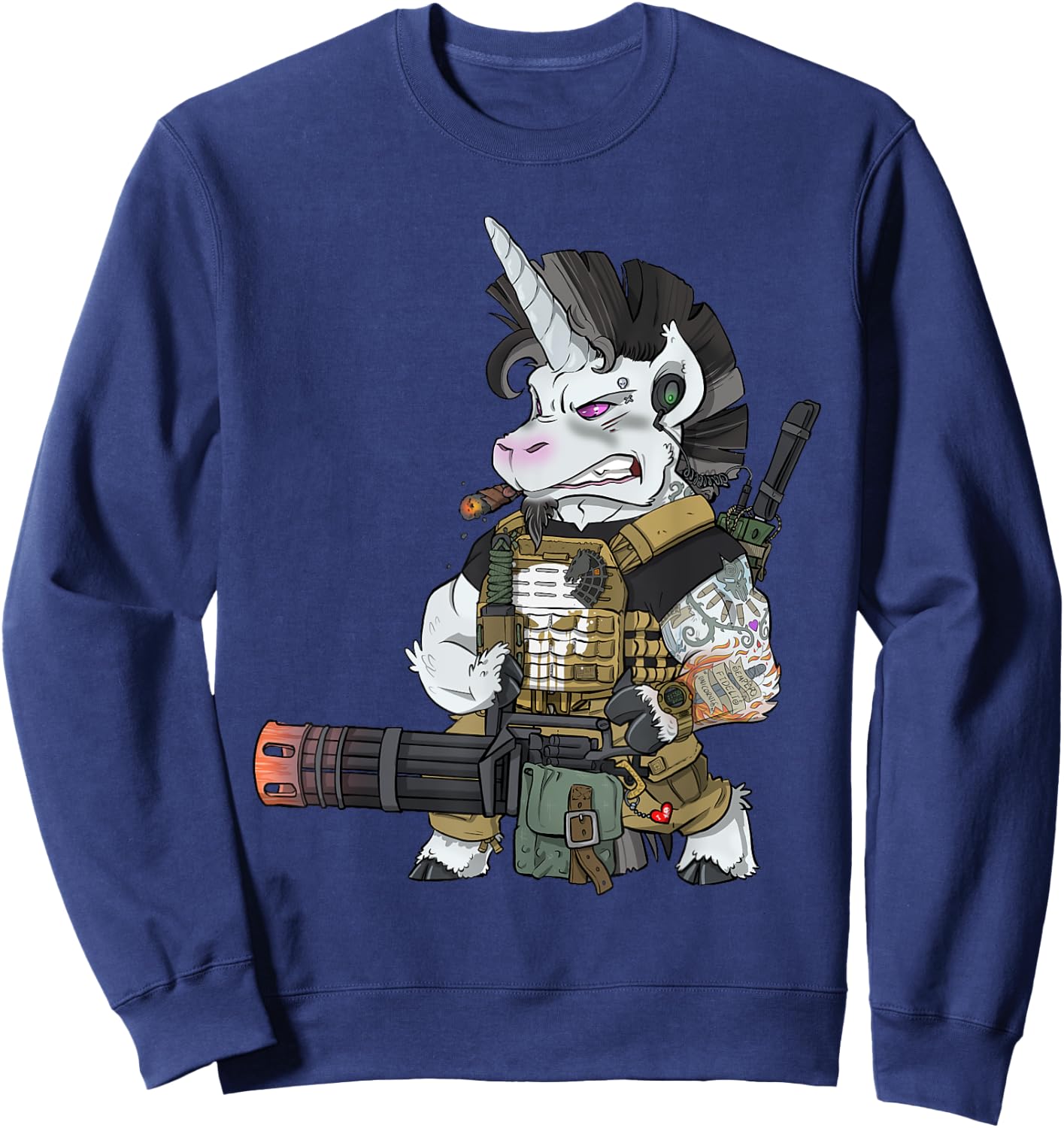 Tactical Unicorn Soldier Patriot Veteran Sweatshirt - Sweatshirt | Navy