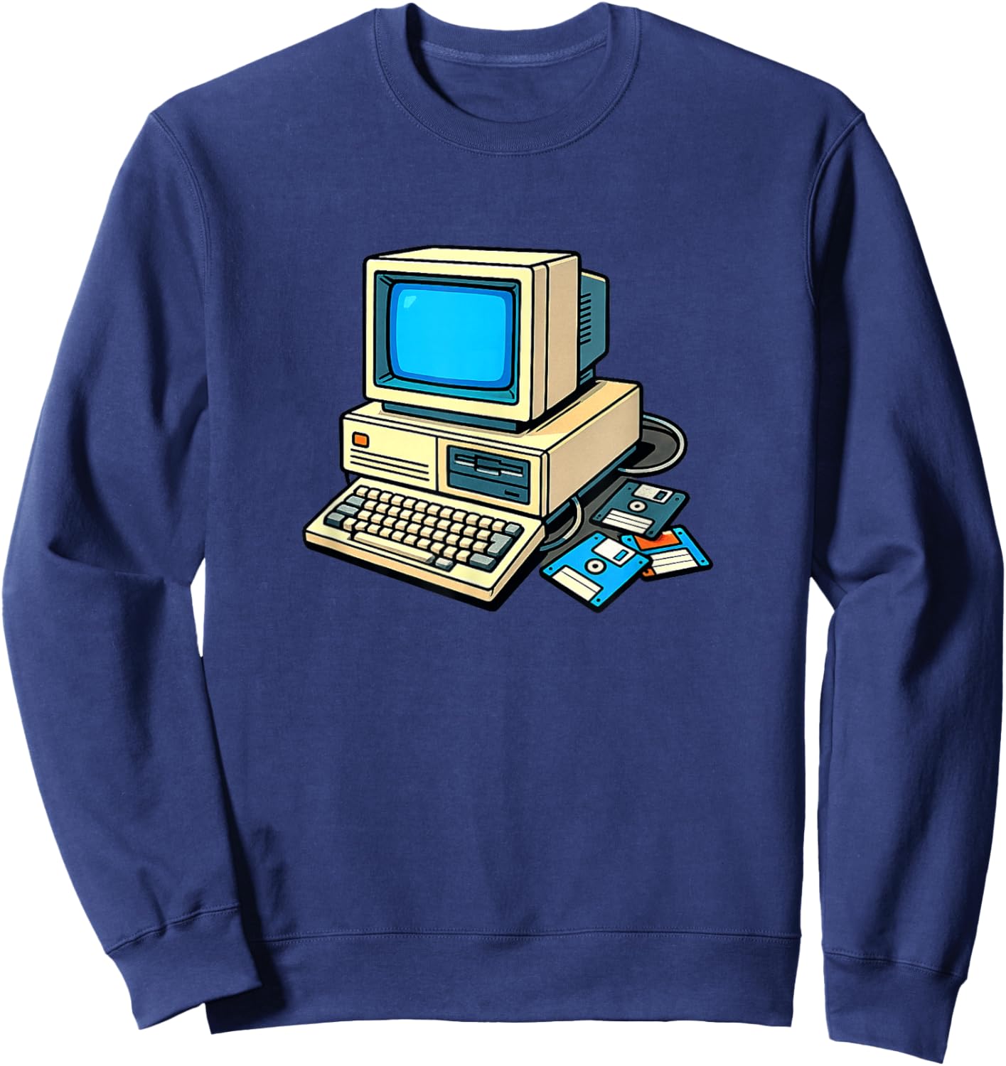 Retro Computer - Vintage Tech - 1980's Computer Setup Sweatshirt - Sweatshirt | Navy