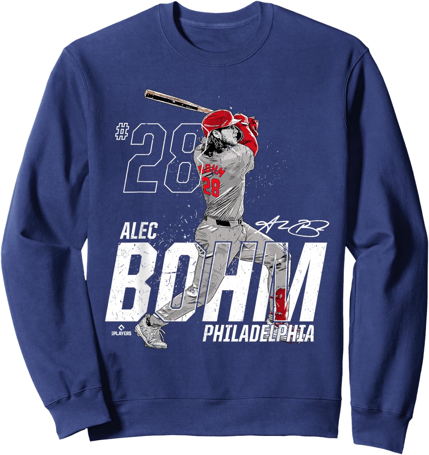Dynamic Pose Alec Bohm Philadelphia Baseball MLBPA Sweatshirt - Sweatshirt | Navy