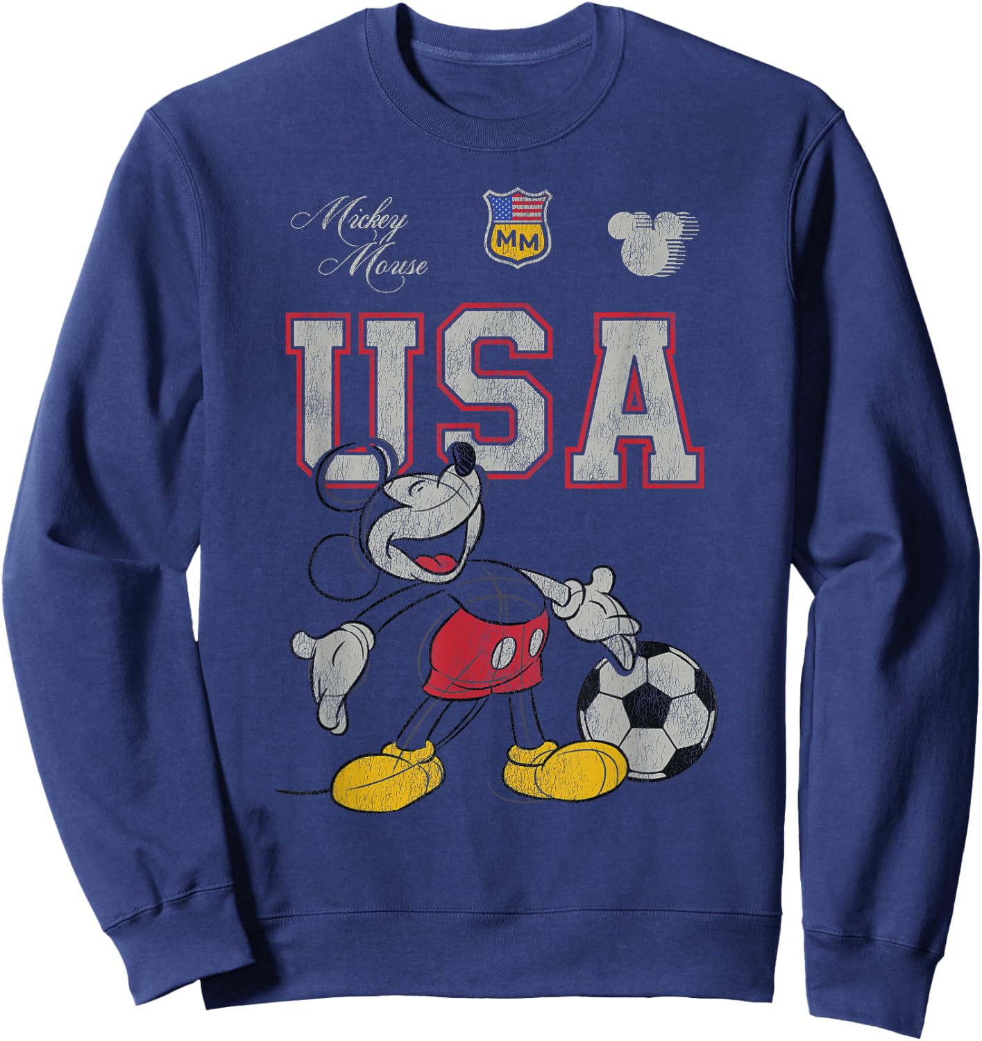 Disney Mickey and Friends USA Mickey Football Soccer Sketch Sweatshirt - Sweatshirt | Navy