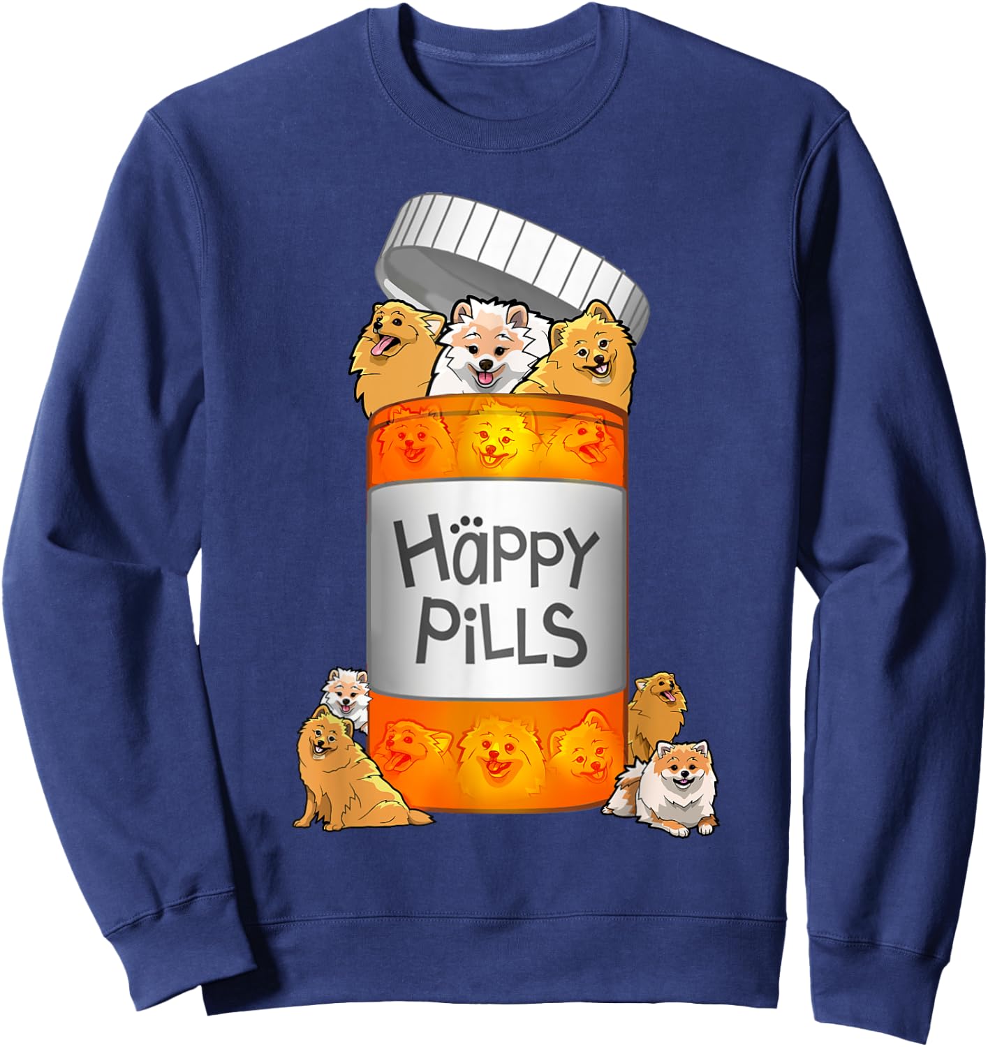 Pomeranian Happy Pills Sweatshirt - Sweatshirt | Navy