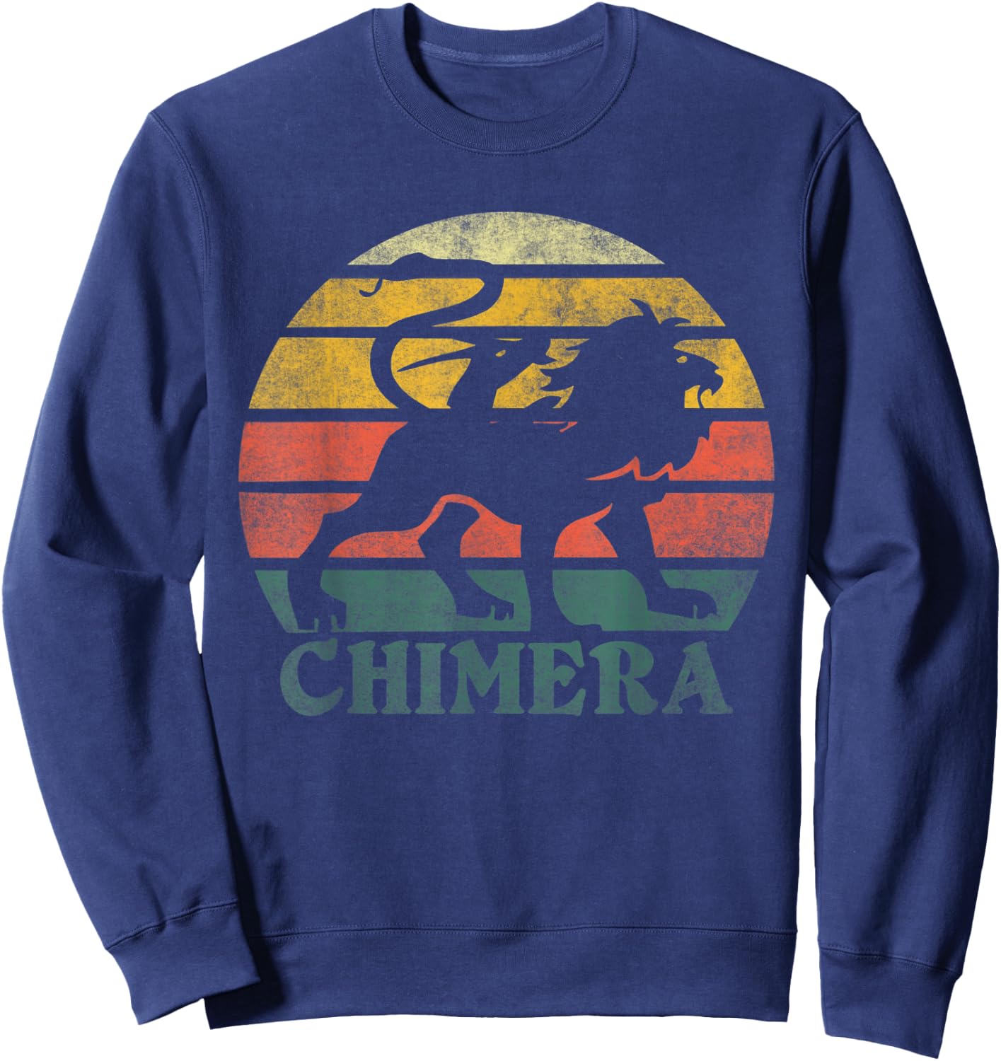 Retro Vintage Chimera Greek Mythology Graphic Sweatshirt - Sweatshirt | Navy