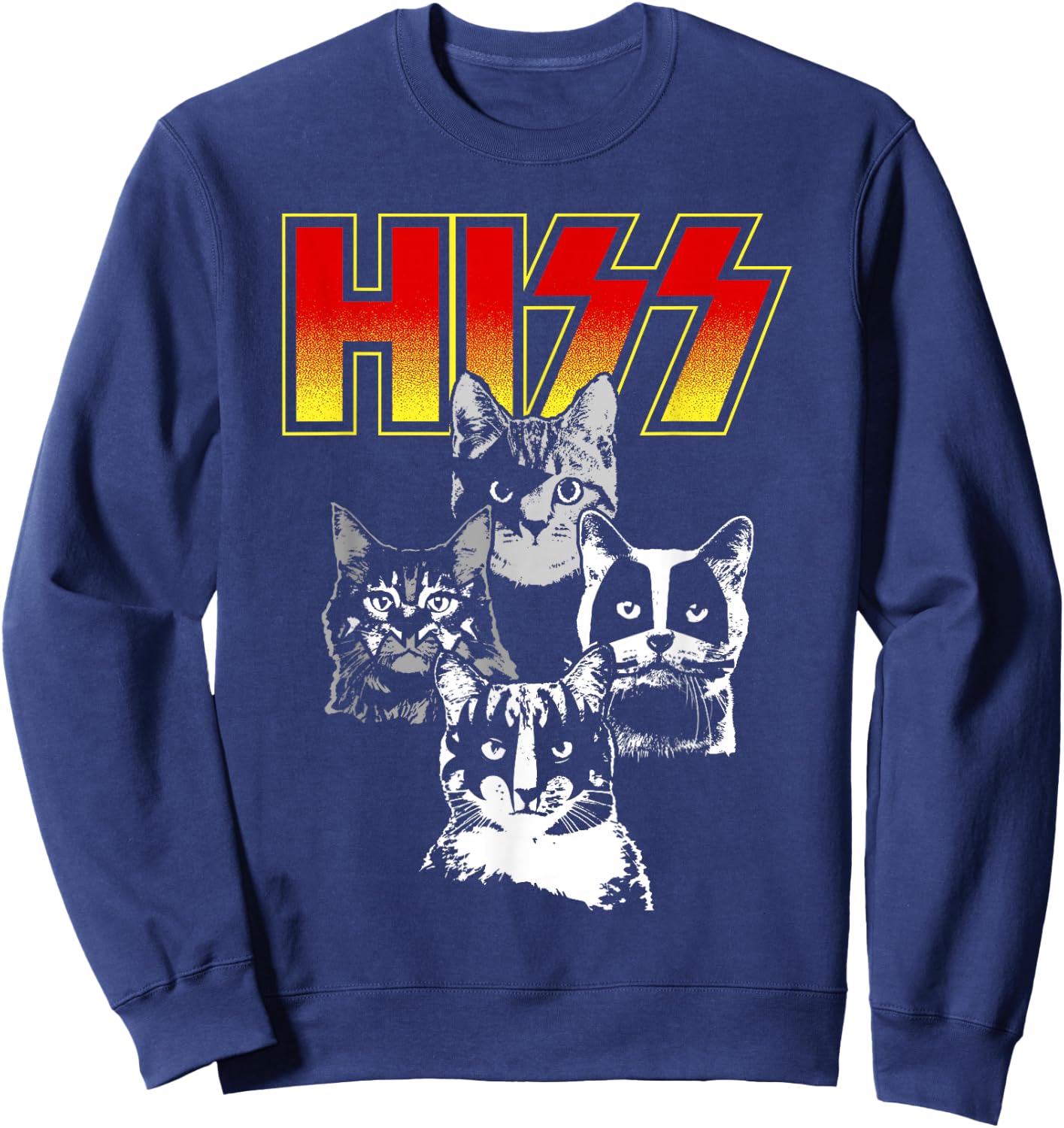 The original HISS shirt - funny cat shirt Sweatshirt - Sweatshirt | Navy